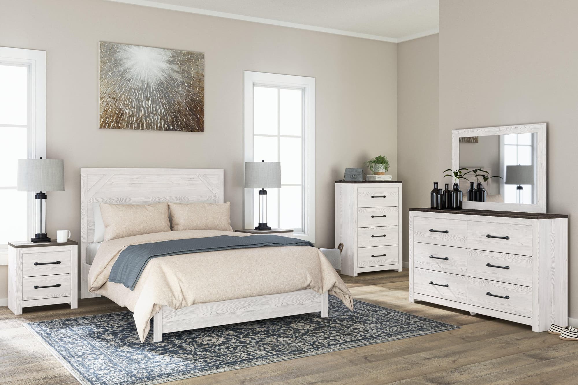 Gerridan White Gray Panel Bedroom Set - Image 1