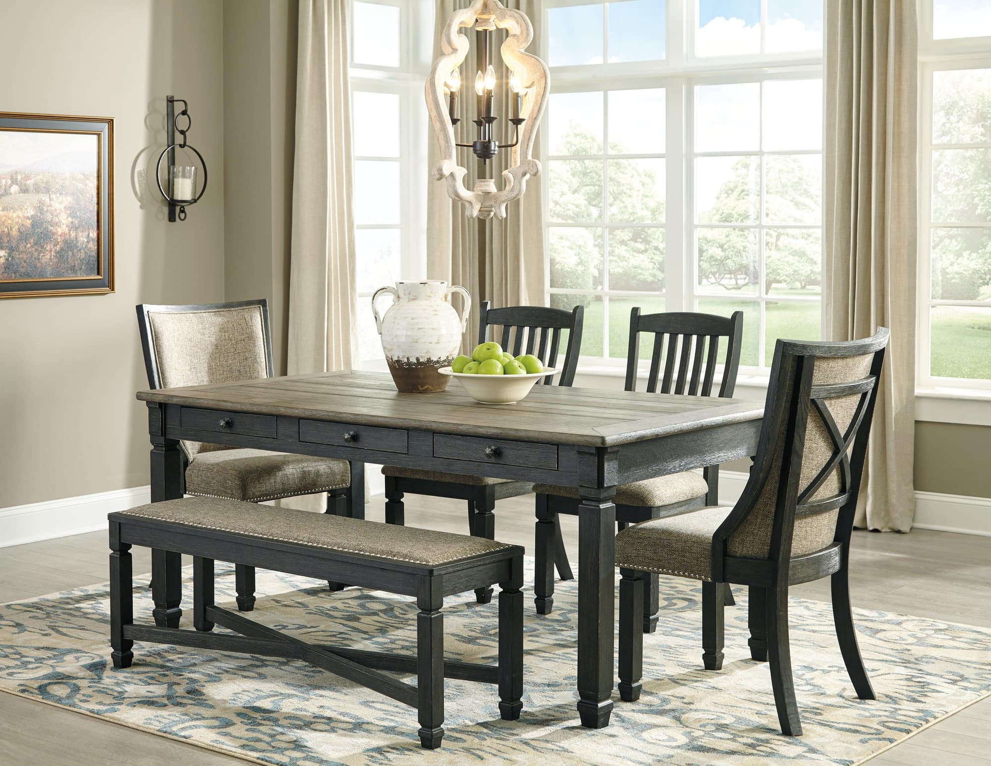 Tyler Creek Black Gray Rectangular Dining Room Set - Image 1