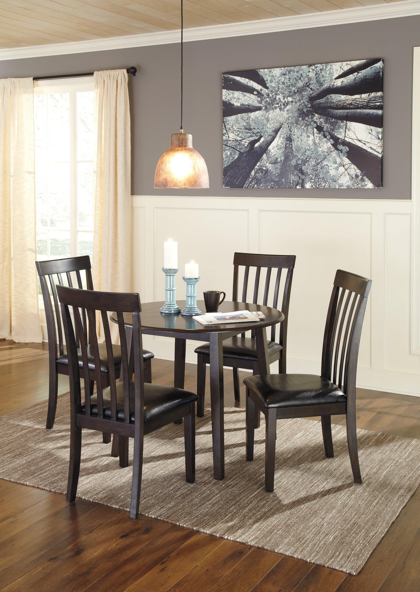 Hammis Dark Brown Circle Dining Room Set - Image 1