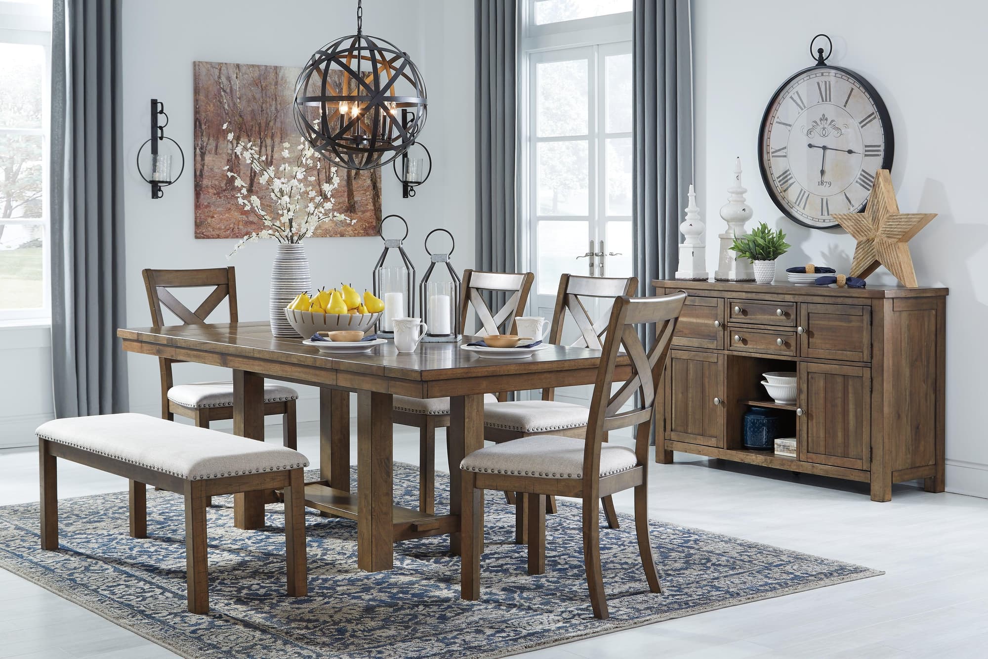 Moriville Grayish Brown Rectangular Dining Room Set - Image 1