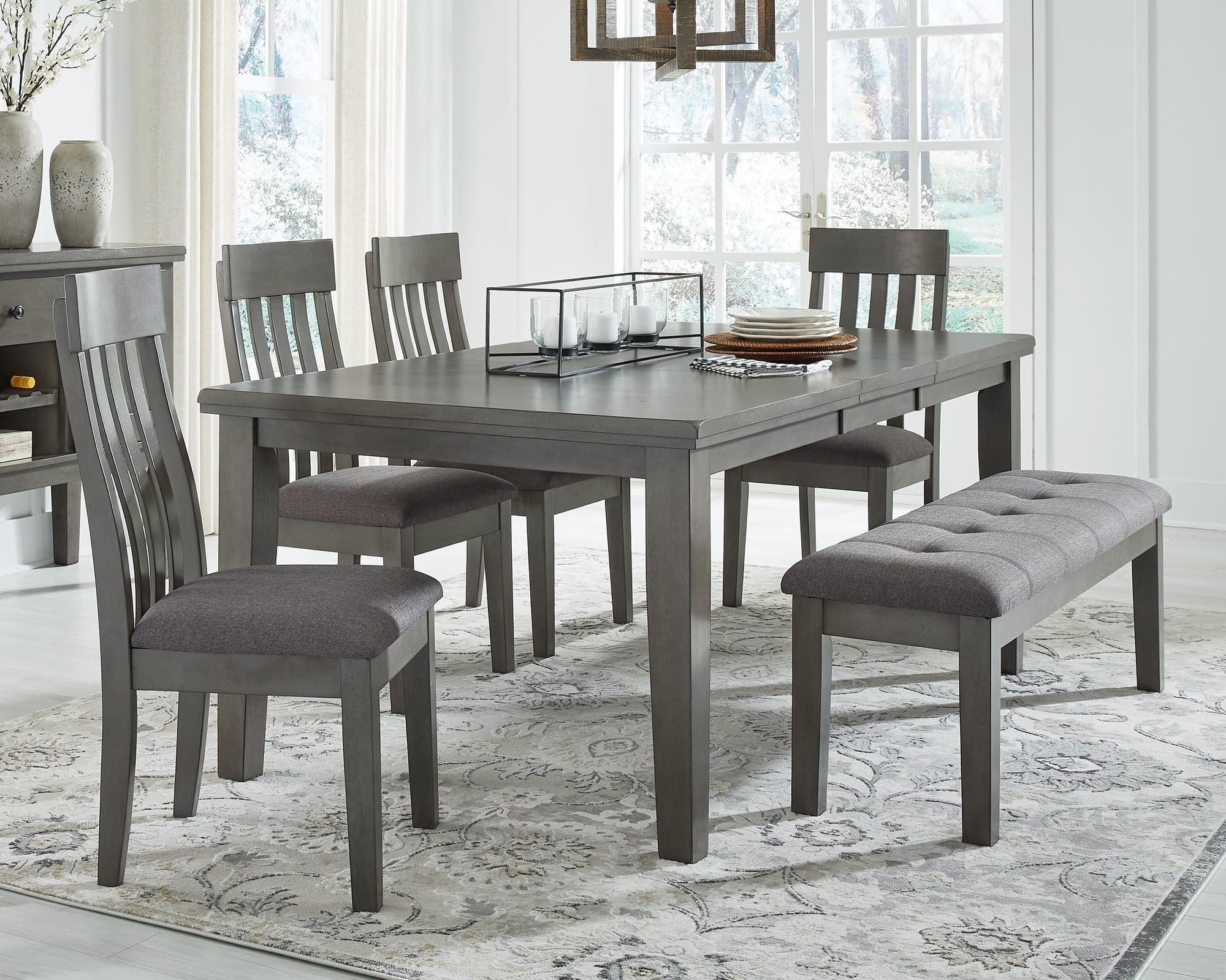 Hallanden Gray Rectangular Dining Room Set - Image 1