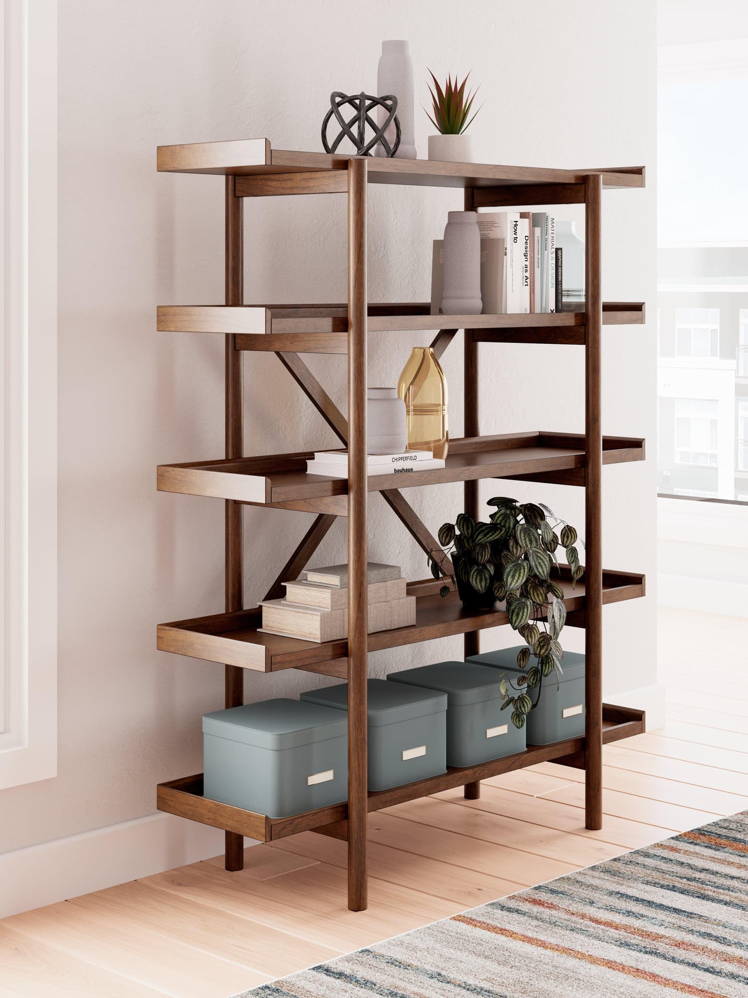 Lyncott Brown 70" Bookcase - Image 1