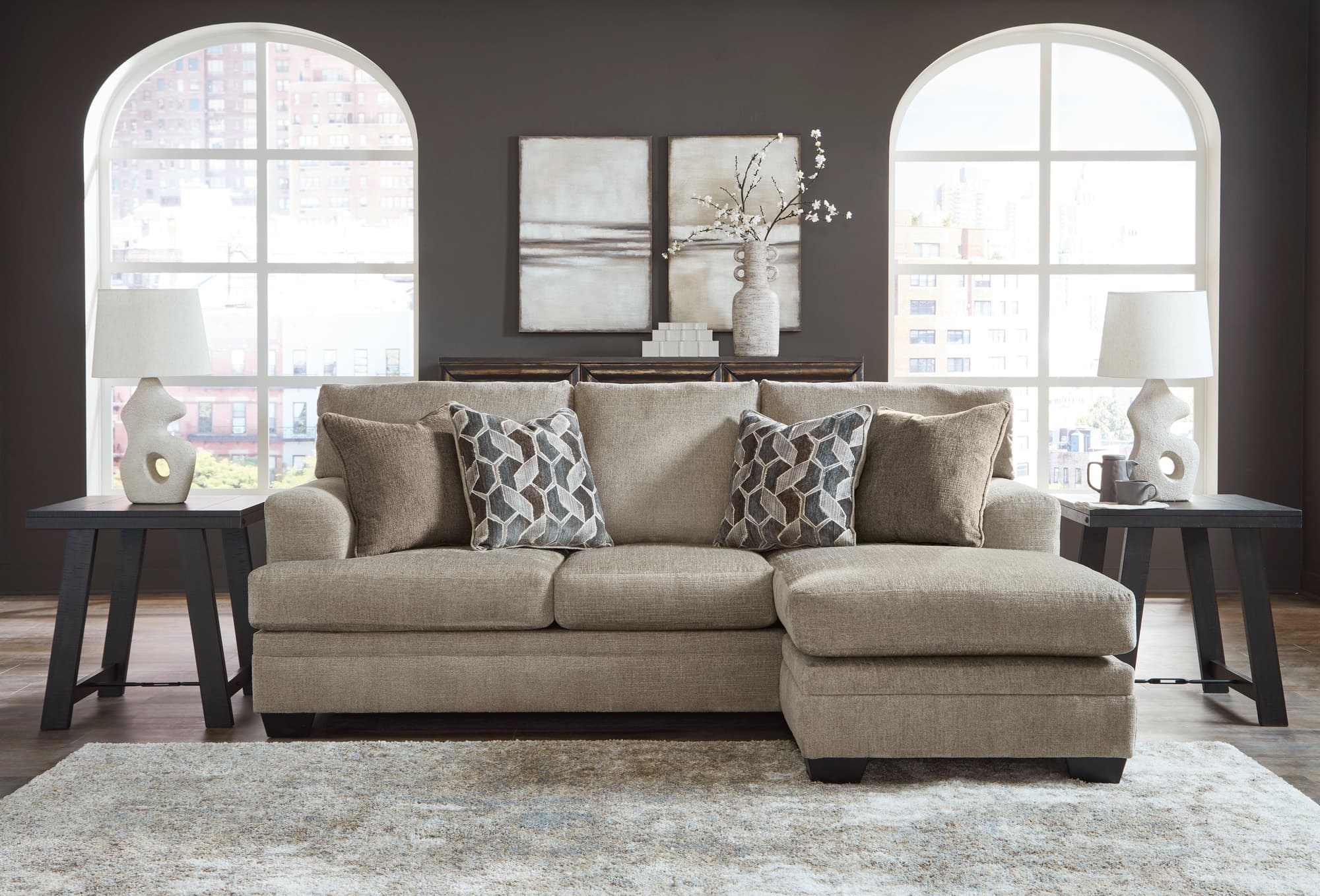 Stonemeade Taupe Chenille Sofa Chaise