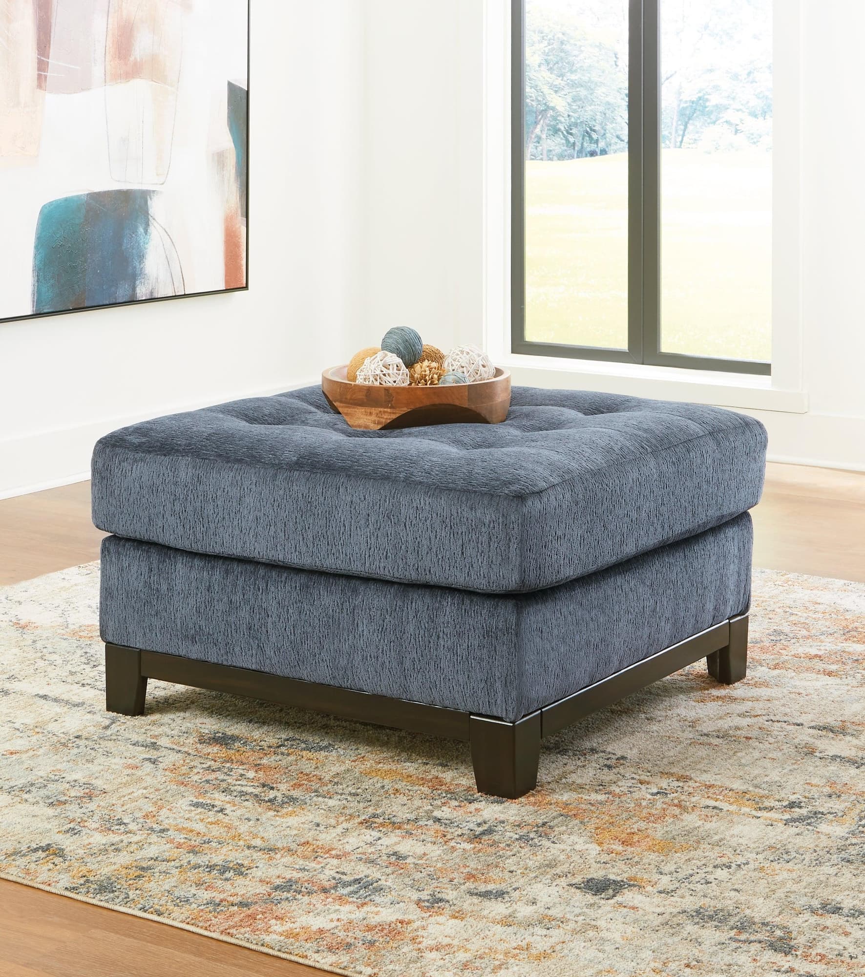 Maxon Place Navy Chenille Oversized Accent Ottoman - Image 1