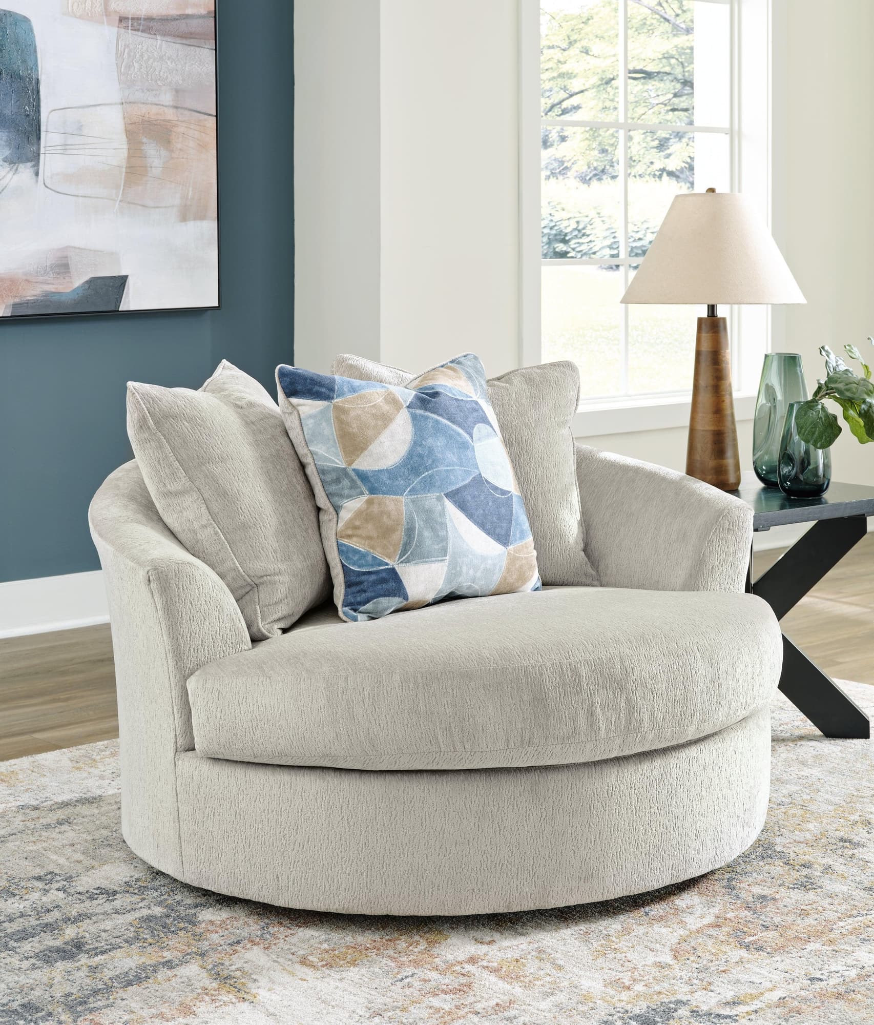 Maxon Place Stone Oversized Swivel Accent Chair - Image 1
