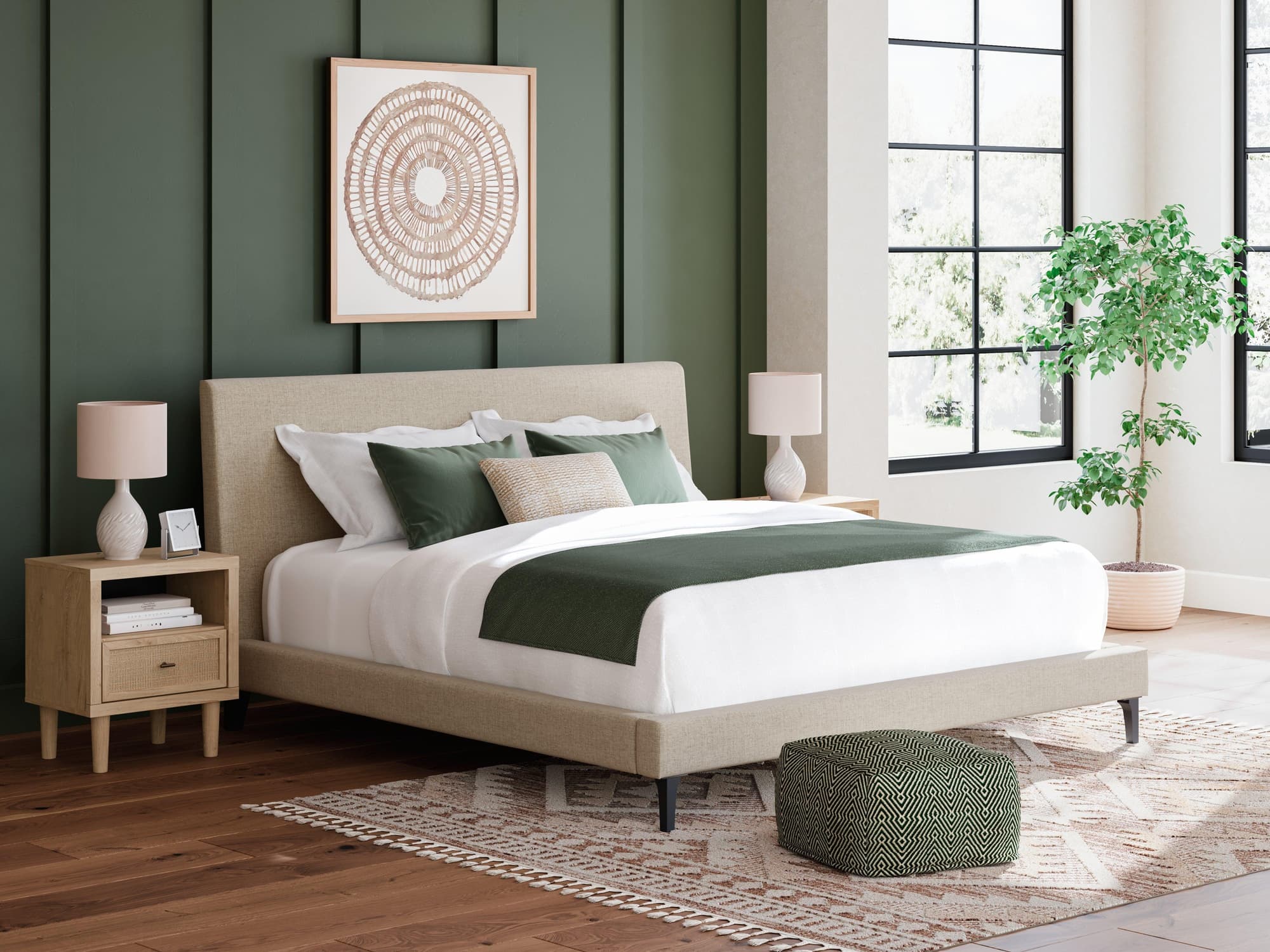 Cielden Soft Gray King Upholstered Bed With Roll Slats - Image 1