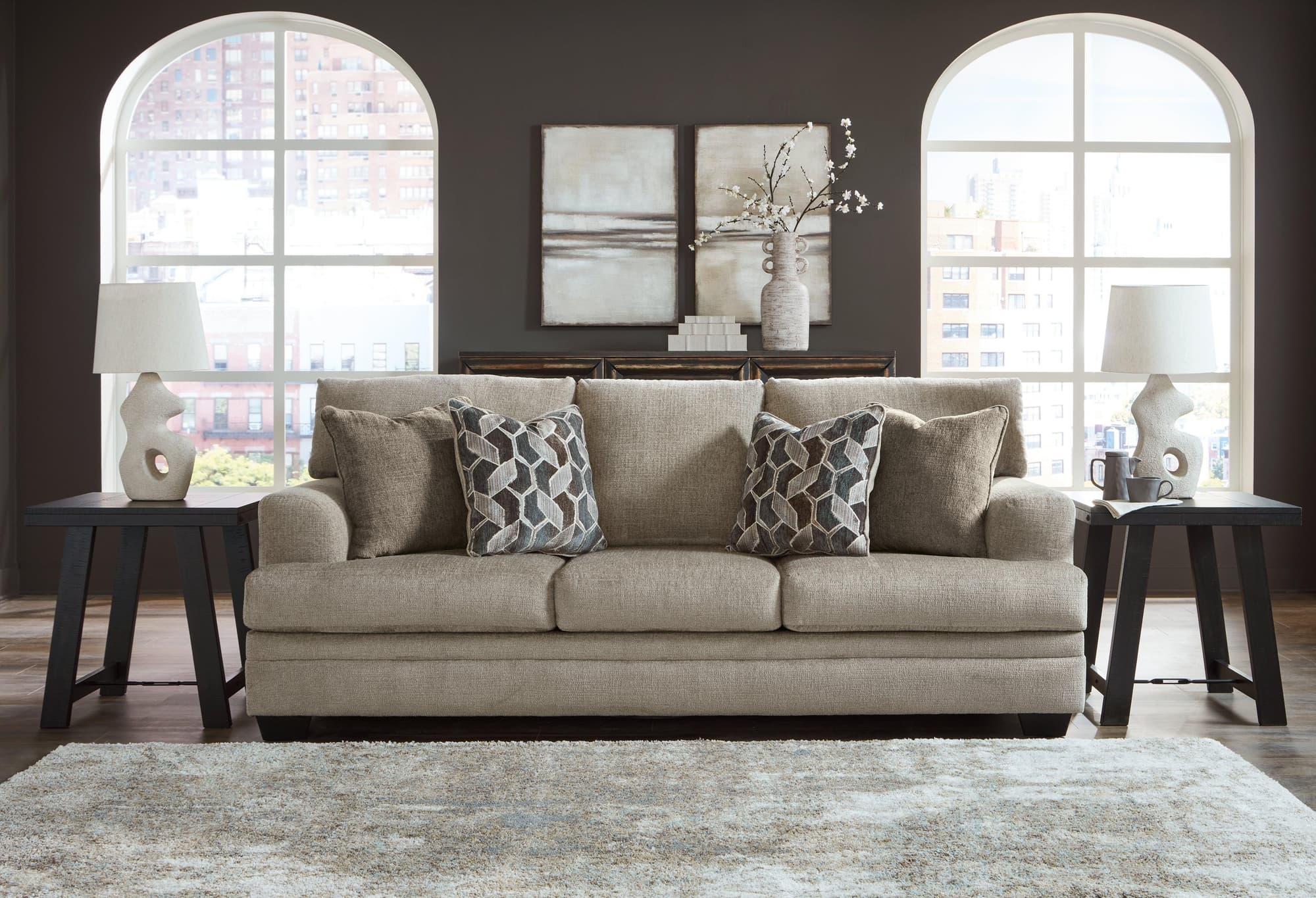 Stonemeade Taupe Chenille Sofa - Image 1