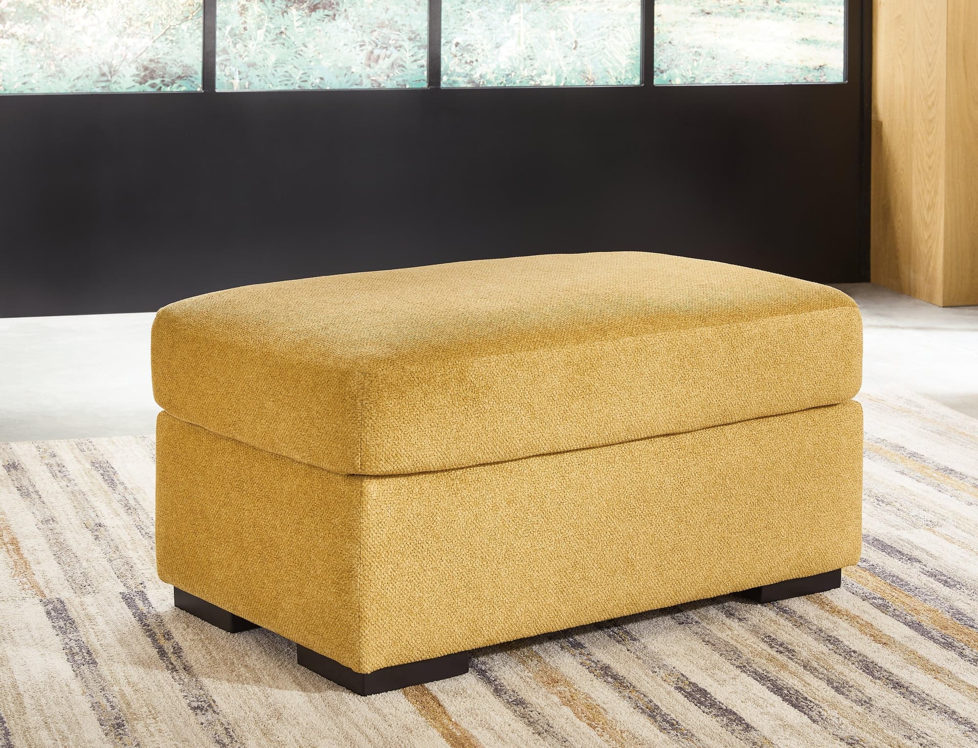 Keerwick Sunflower Chenille Ottoman - Image 1