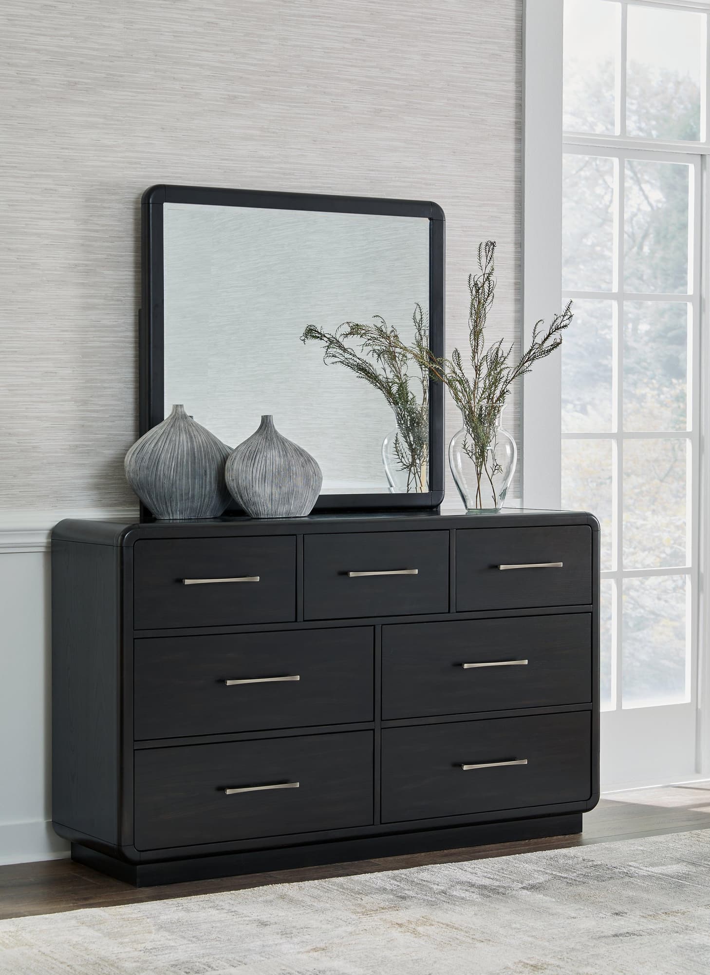 Rowanbeck Black Dresser And Mirror - Image 1