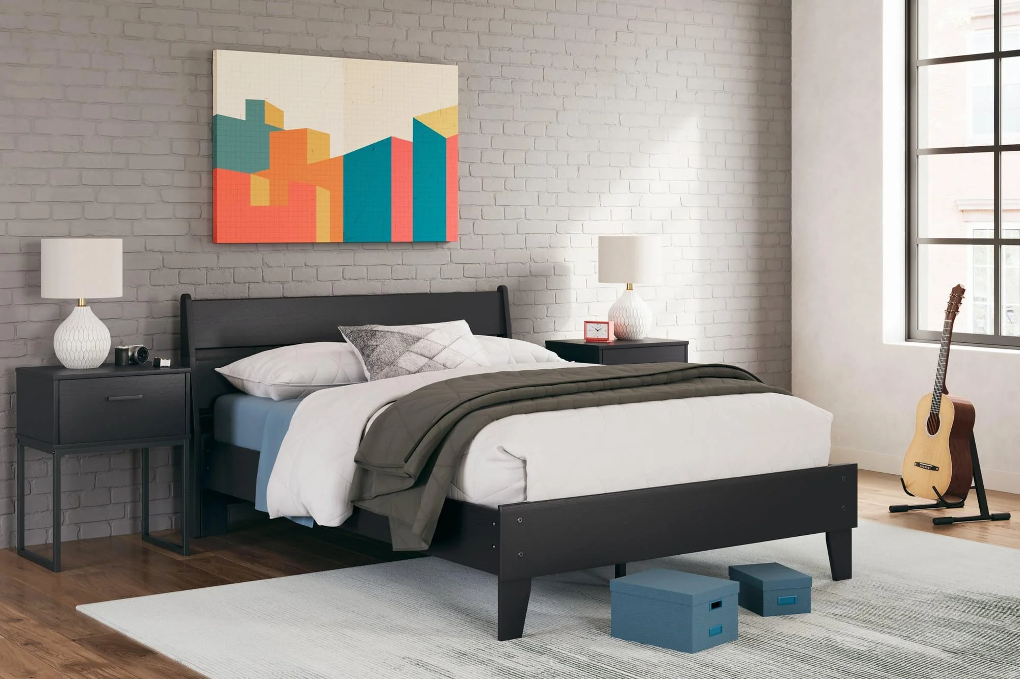 Socalle Black Full Panel Platform Bed - Image 1