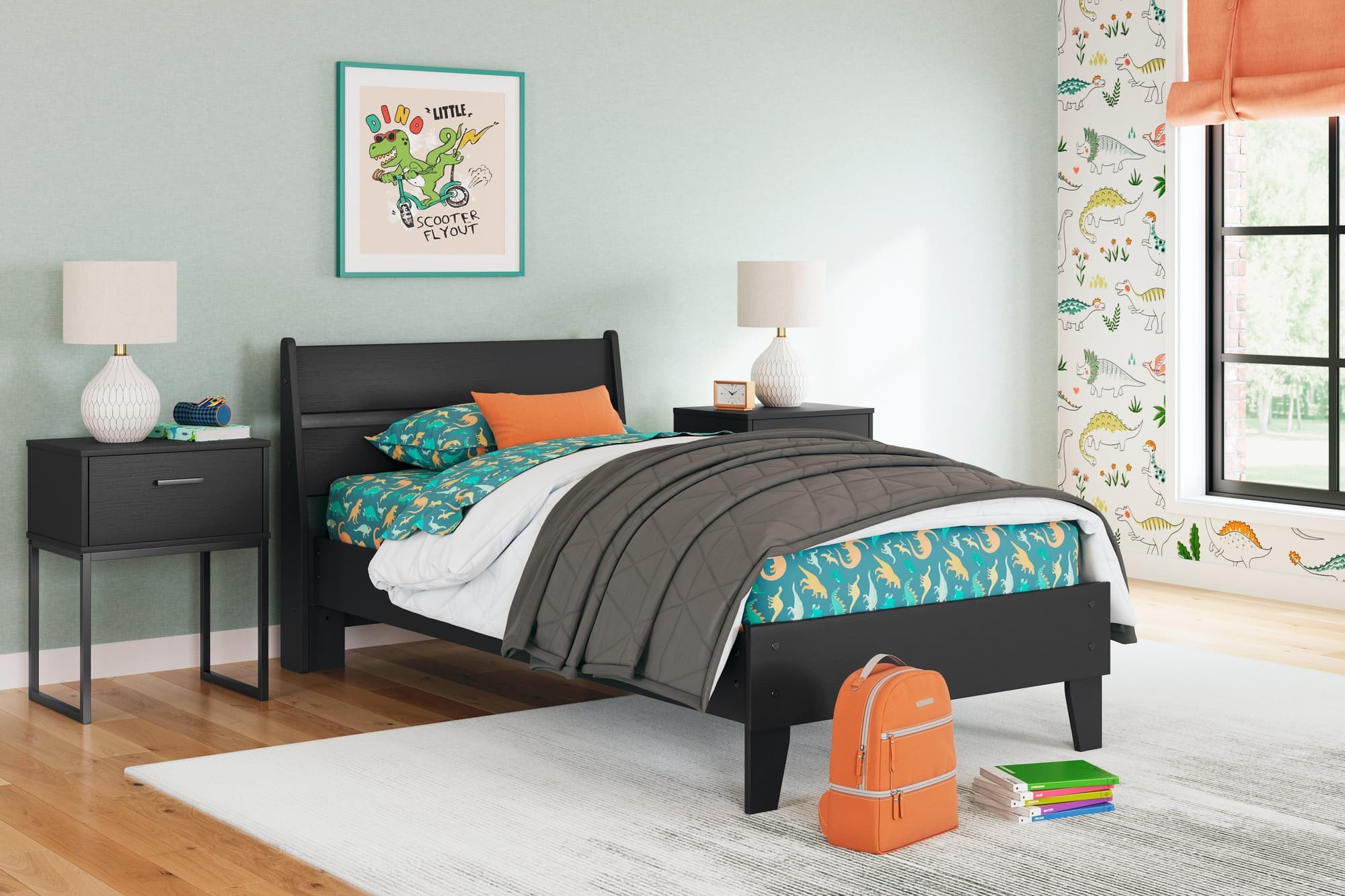 Socalle Black Twin Panel Platform Bed - Image 1