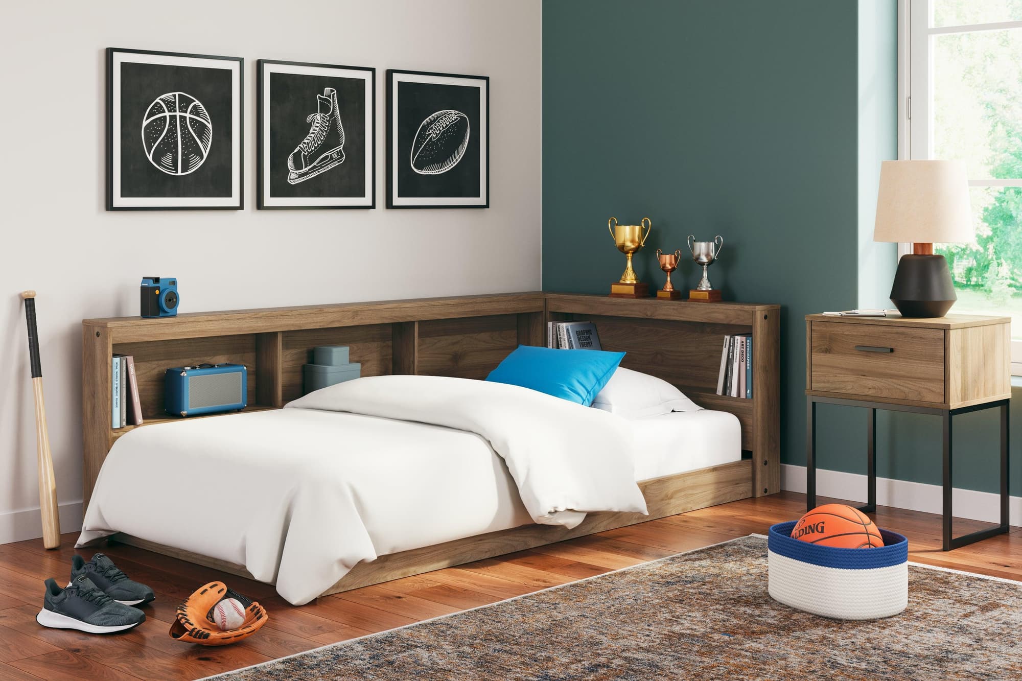 Deanlow Honey Twin Bookcase Storage Bed - Image 1
