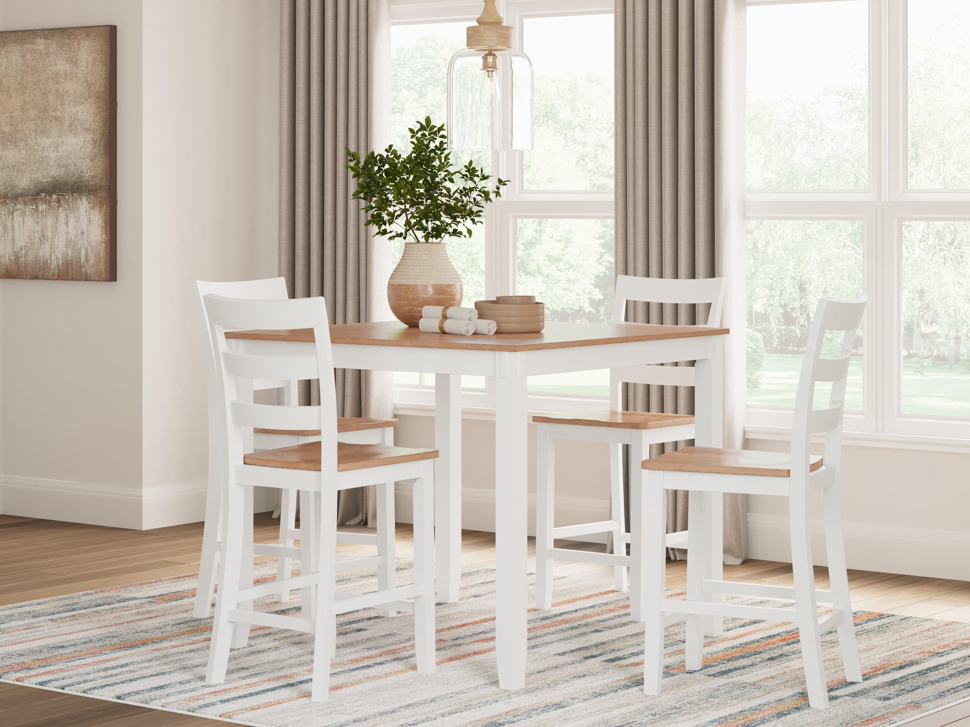 Gesthaven Natural White Counter Height Dining Table And 4 Barstools (Set of 5)