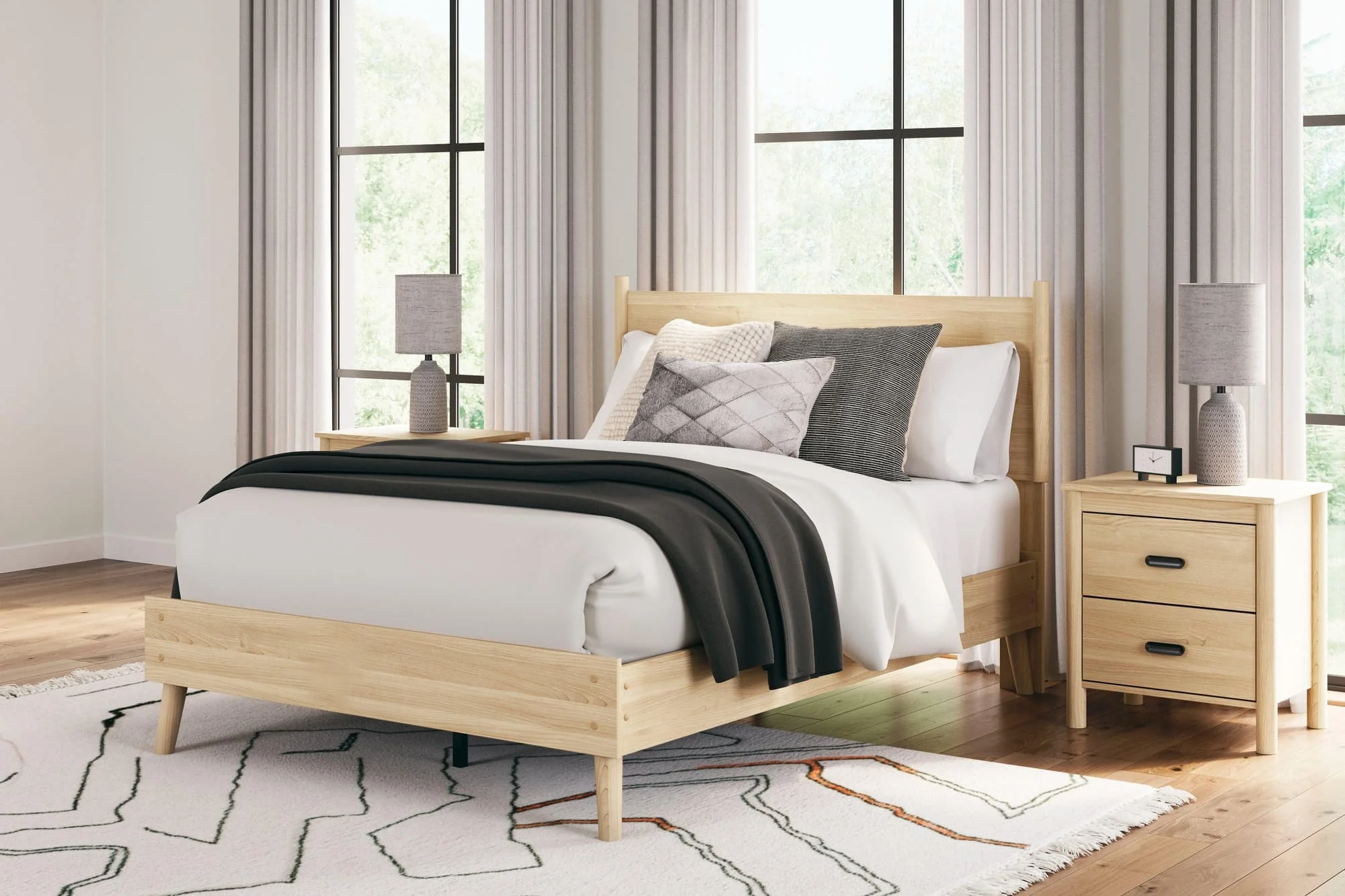 Cabinella Tan Full Platform Panel Bed - Image 1