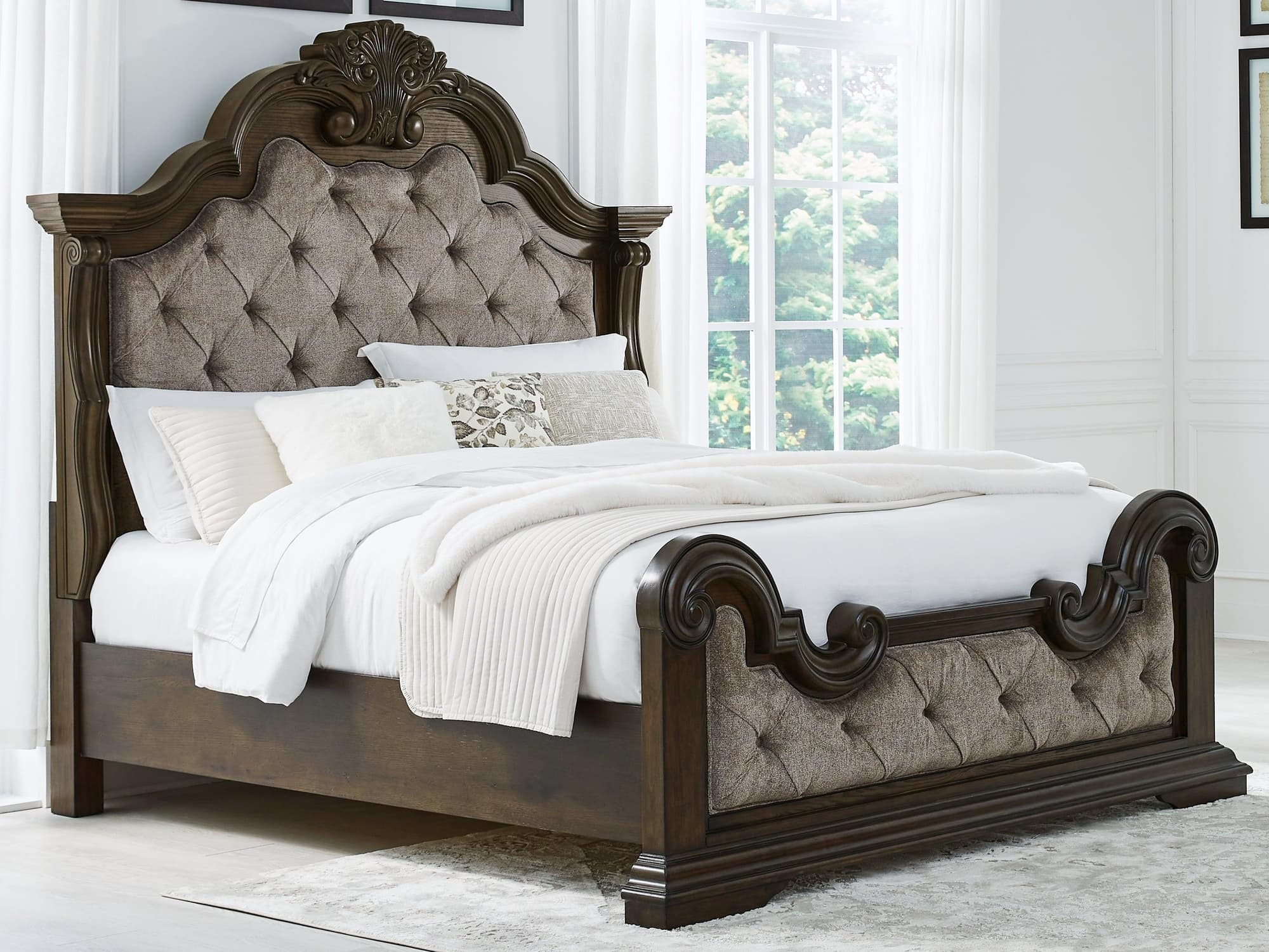 Maylee Dark Brown Queen Upholstered Bed - Image 1