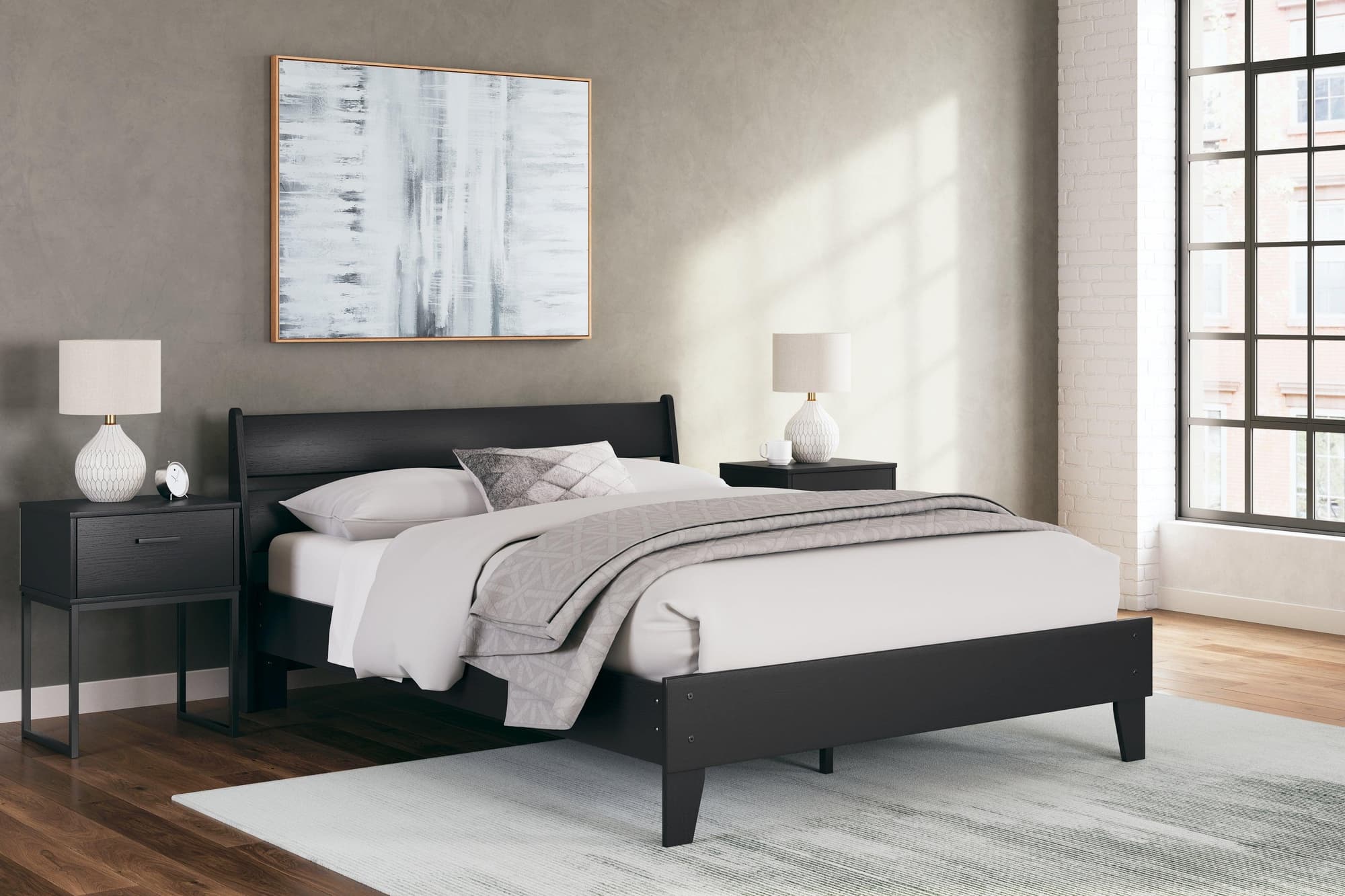 Socalle Black Queen Panel Platform Bed - Image 1