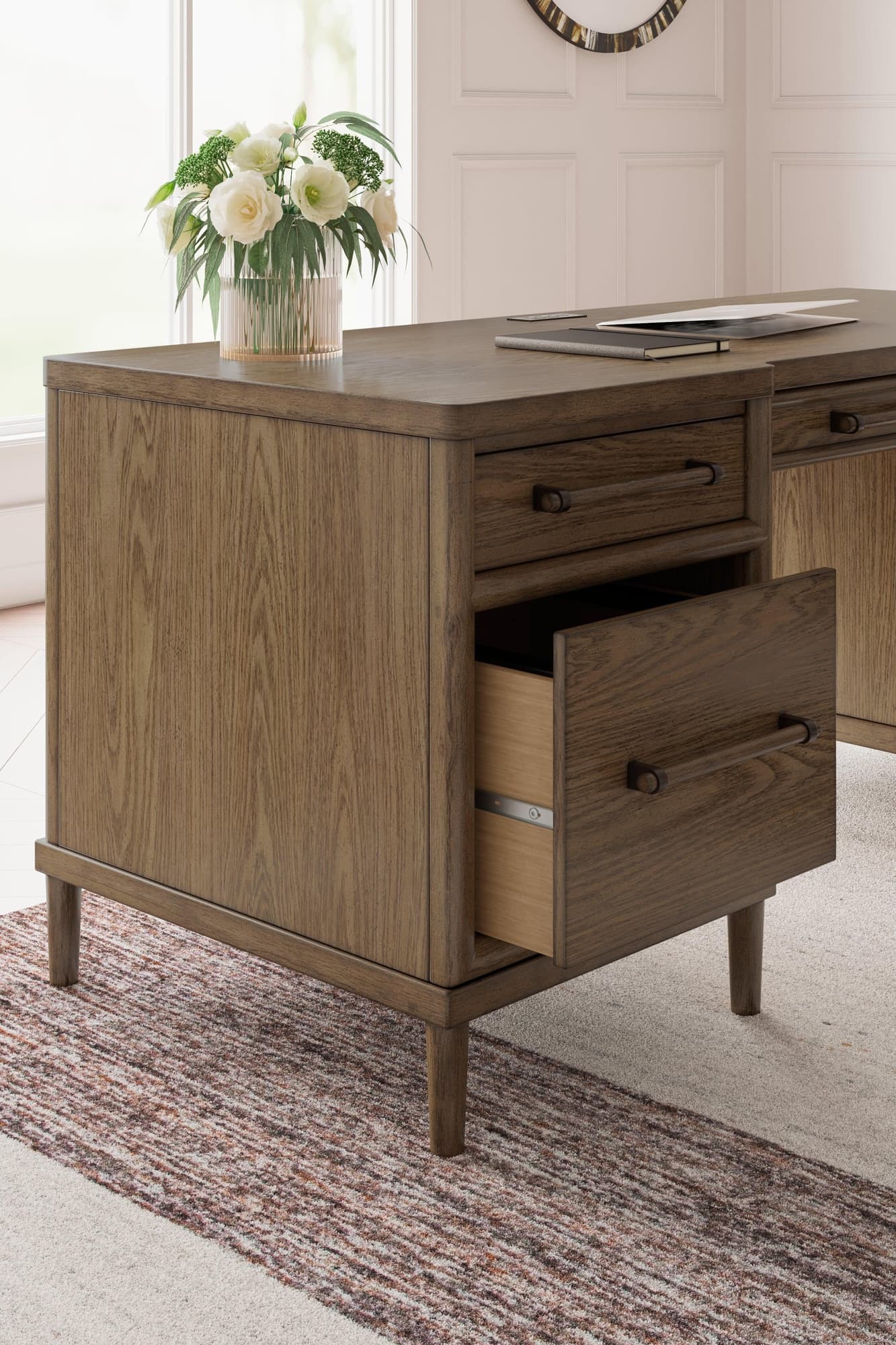 Roanhowe Brown Home Office Desk And Storage - Image 1