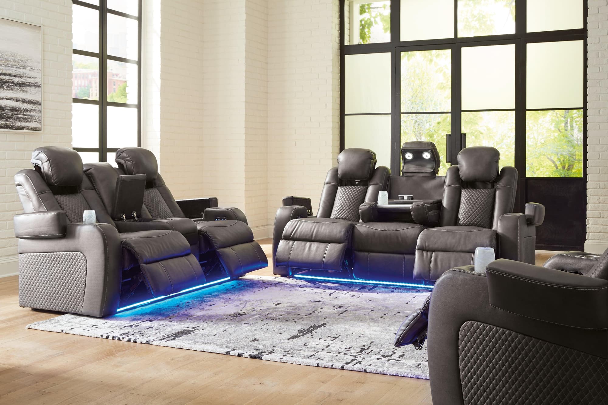 Fyne-dyme Shadow Sofa Loveseat And Recliner - Image 1