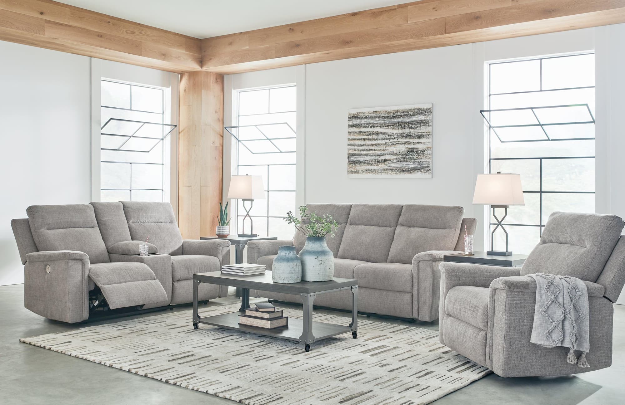 Barnsana Ash Sofa Loveseat And Recliner - Image 1