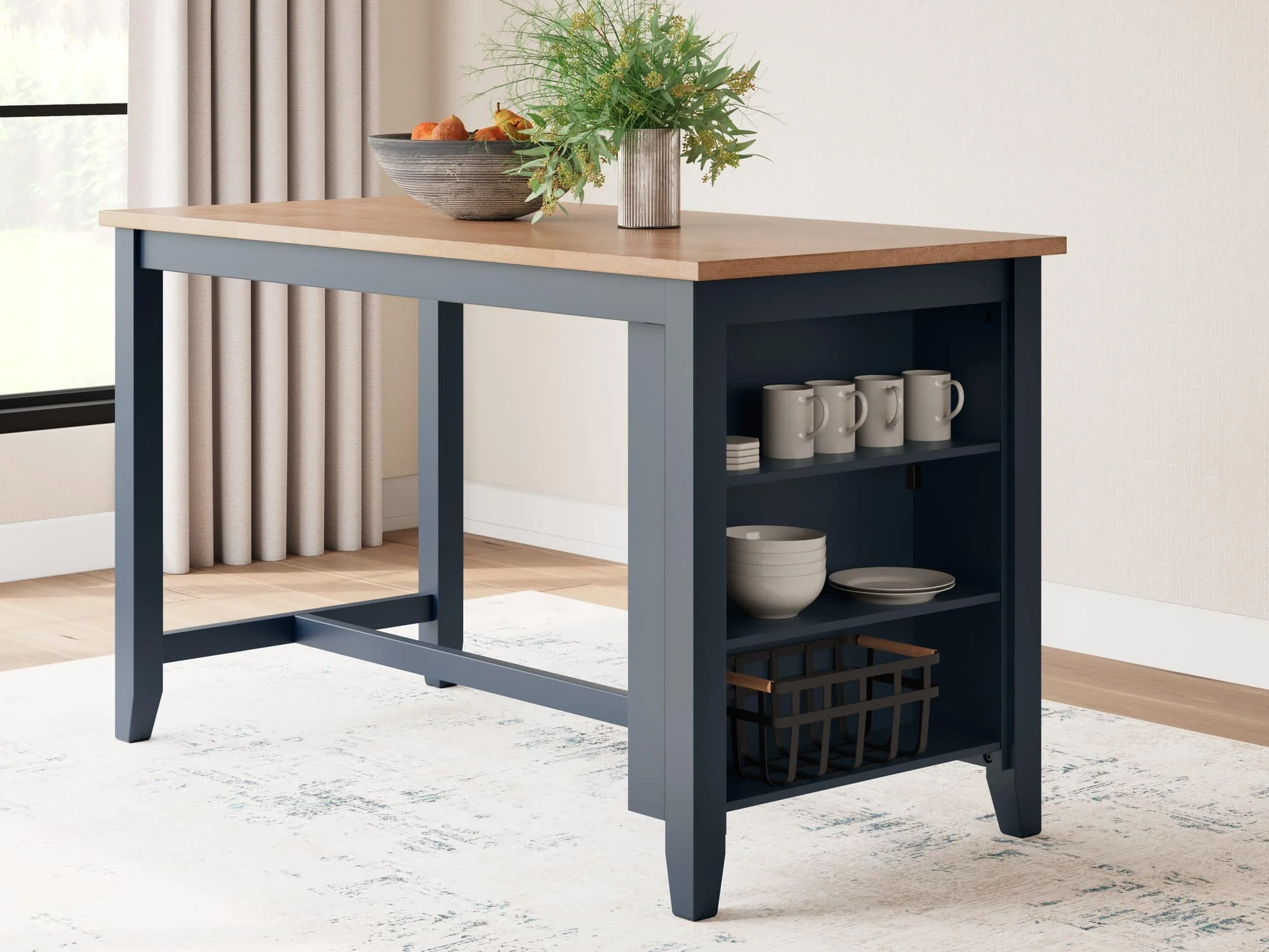 Gesthaven Natural Blue Counter Height Dining Table - Image 1