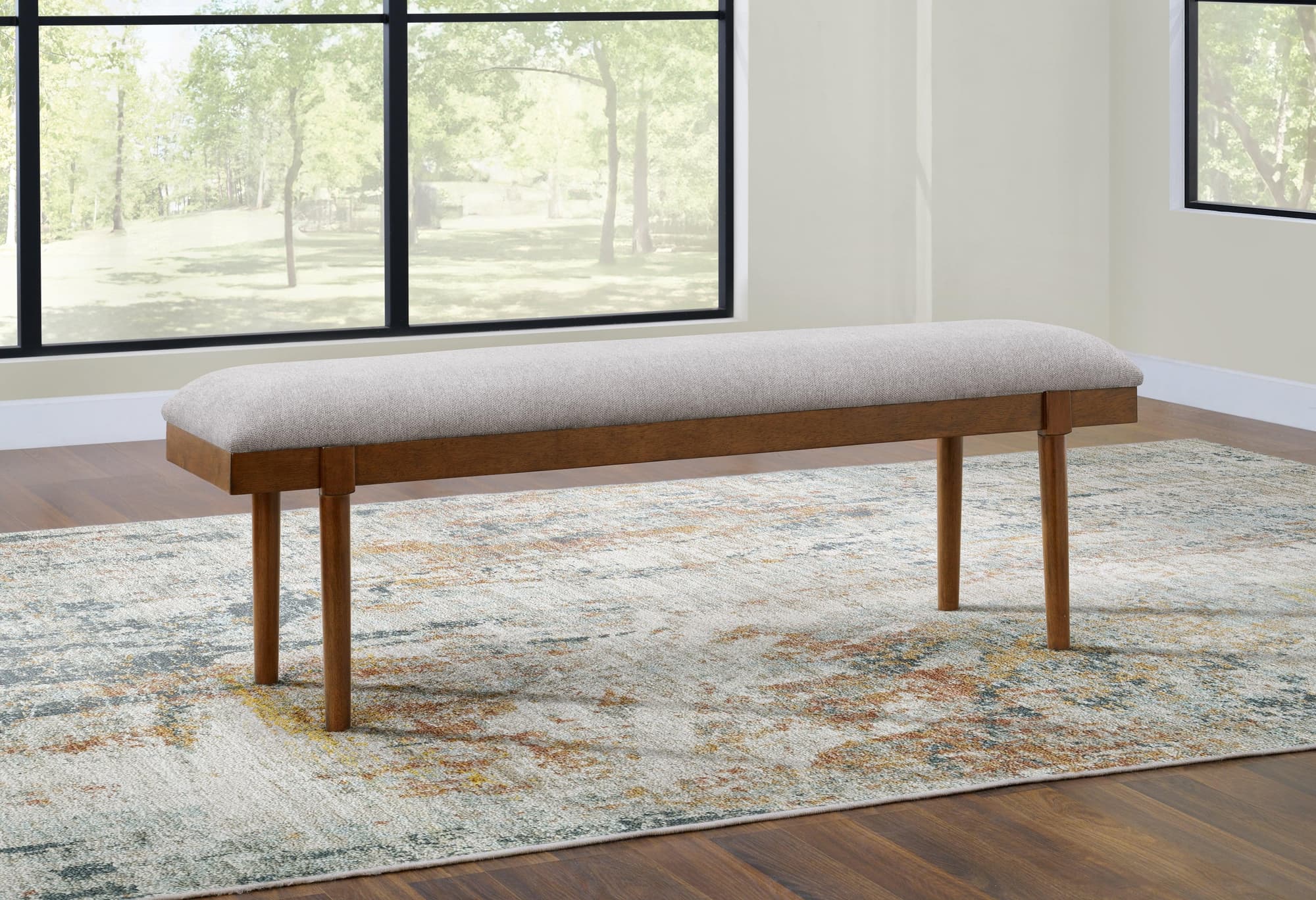 Lyncott Gray Brown 59" Upholstered Dining Bench - Image 1