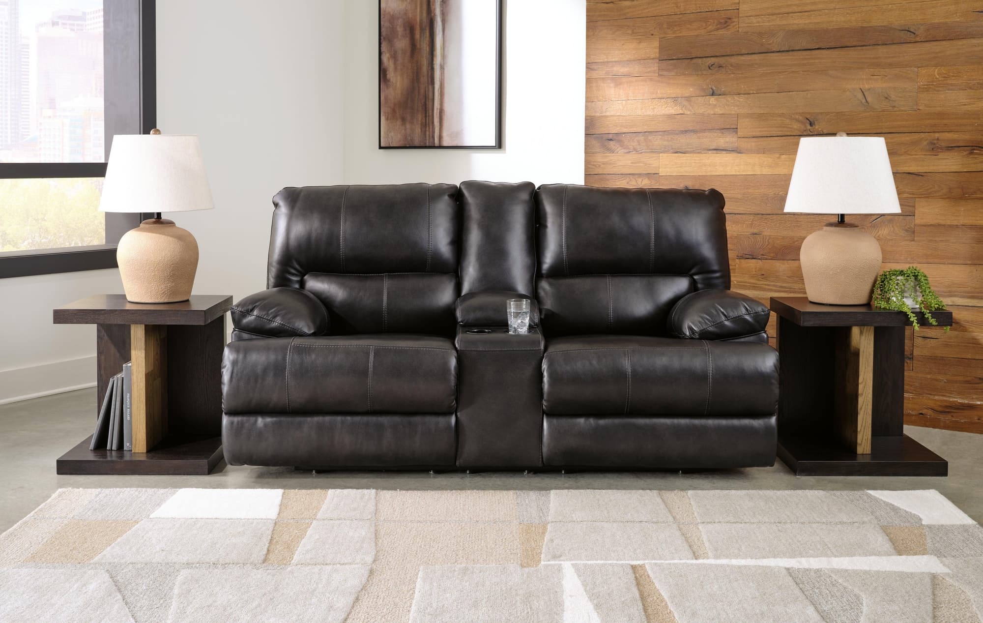 Mountainous Eclipse Leather Power Reclining Loveseat - Image 1