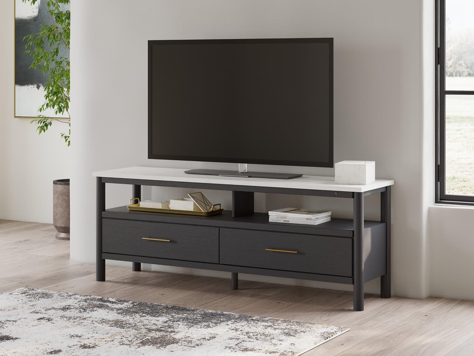 Cadmori Black White 72″ Tv Stand