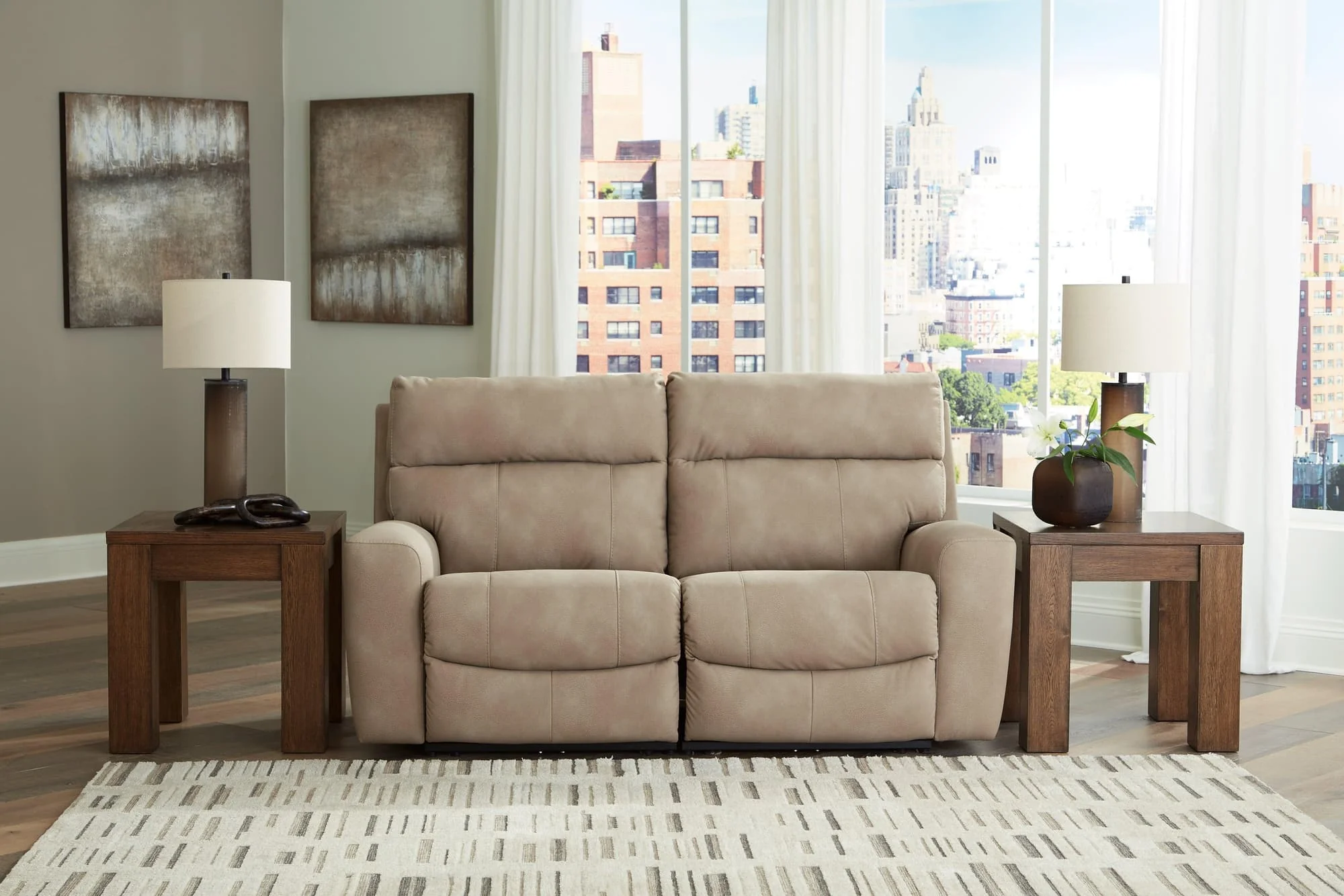 Next-Gen Durapella Sand 2-Piece Power Reclining Sectional Loveseat - Image 1