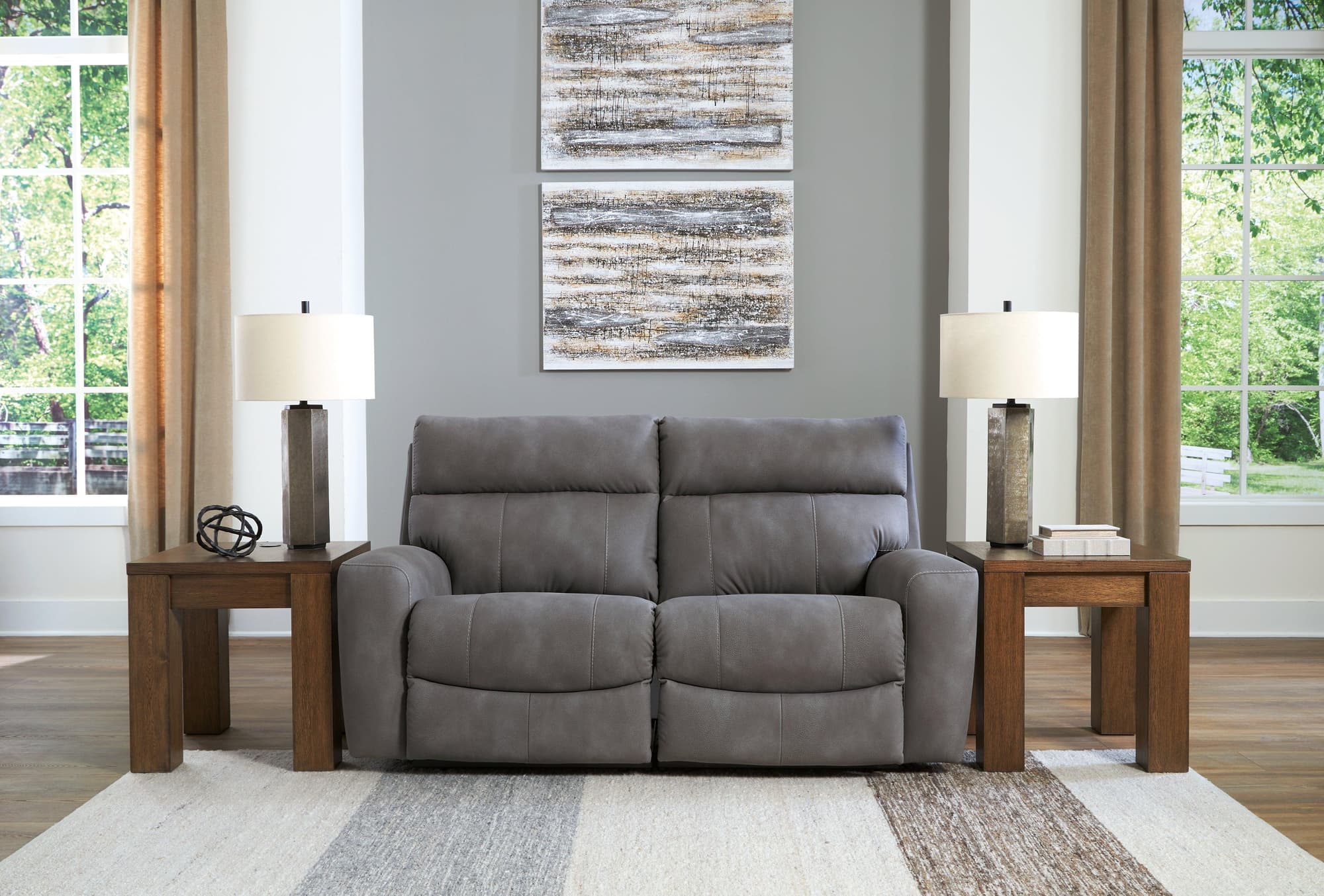 Next-Gen Durapella Slate 2-Piece Power Reclining Sectional Loveseat - Image 1