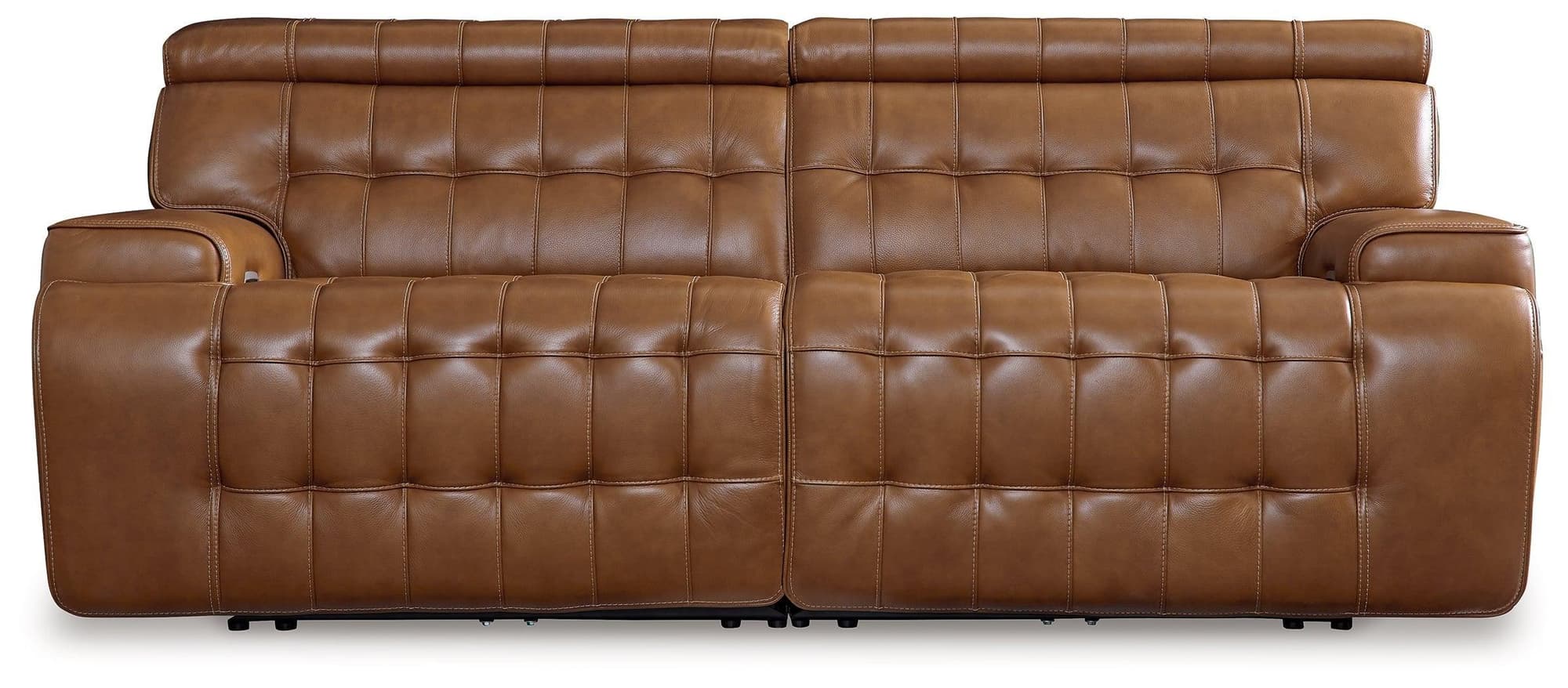 Temmpton Chocolate Leather 2-Piece Power Reclining Sectional Loveseat - Image 1