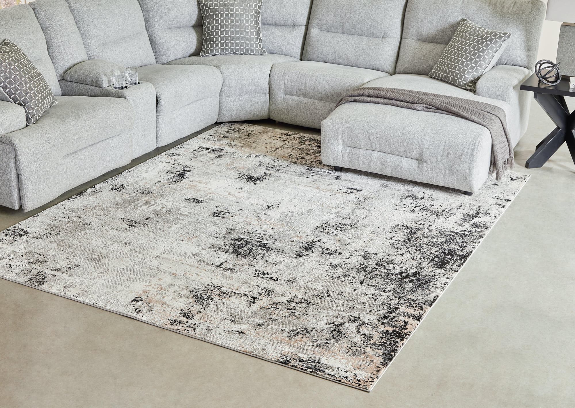 Langwell Black Gray White Large Rug - Image 1