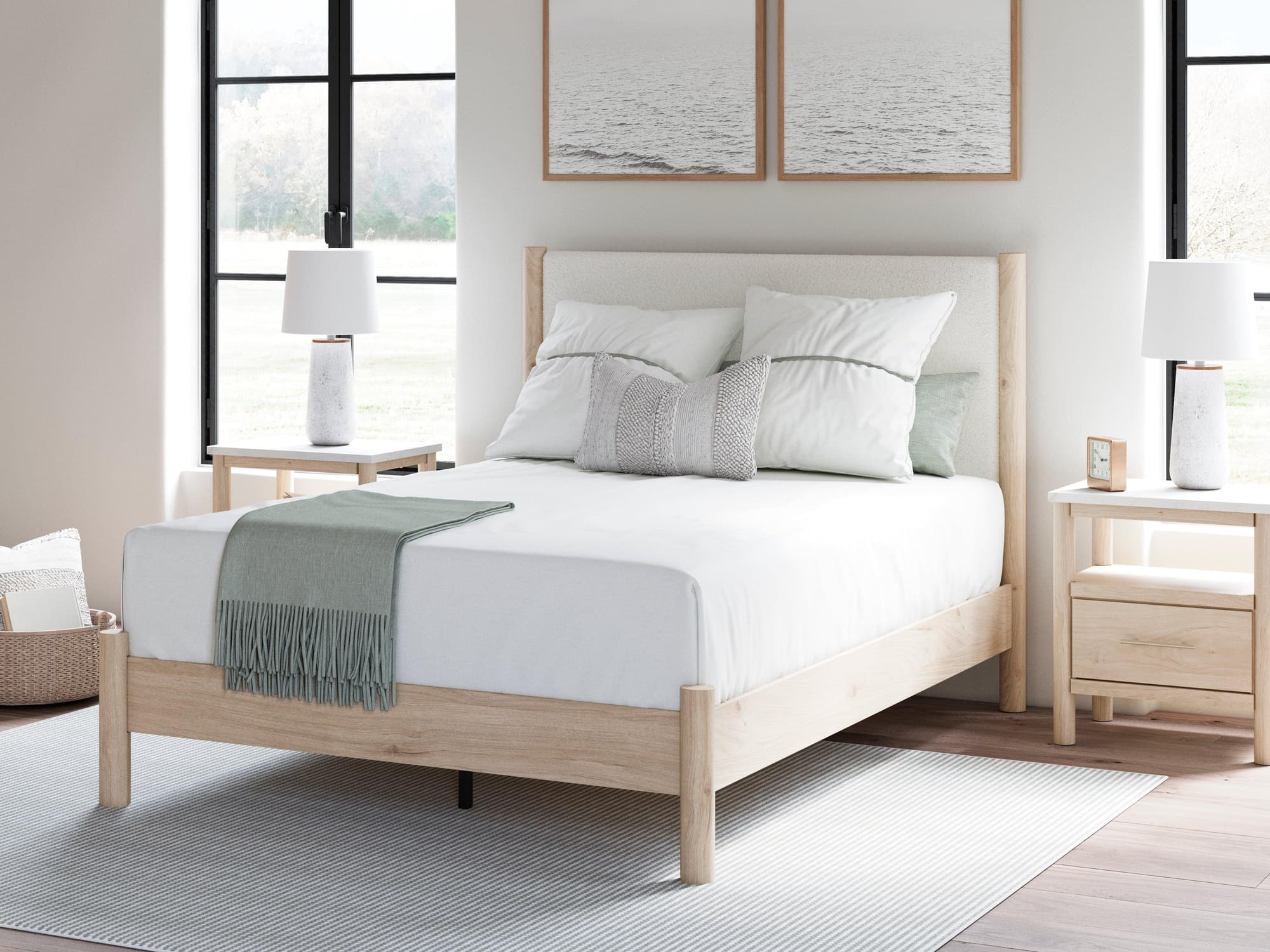 Cadmori Two-Tone Queen Upholstered Panel Bed - Image 1