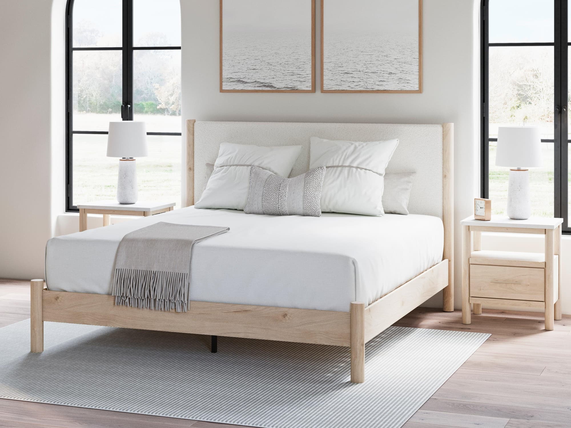 Cadmori Two-Tone King Upholstered Panel Bed - Image 1