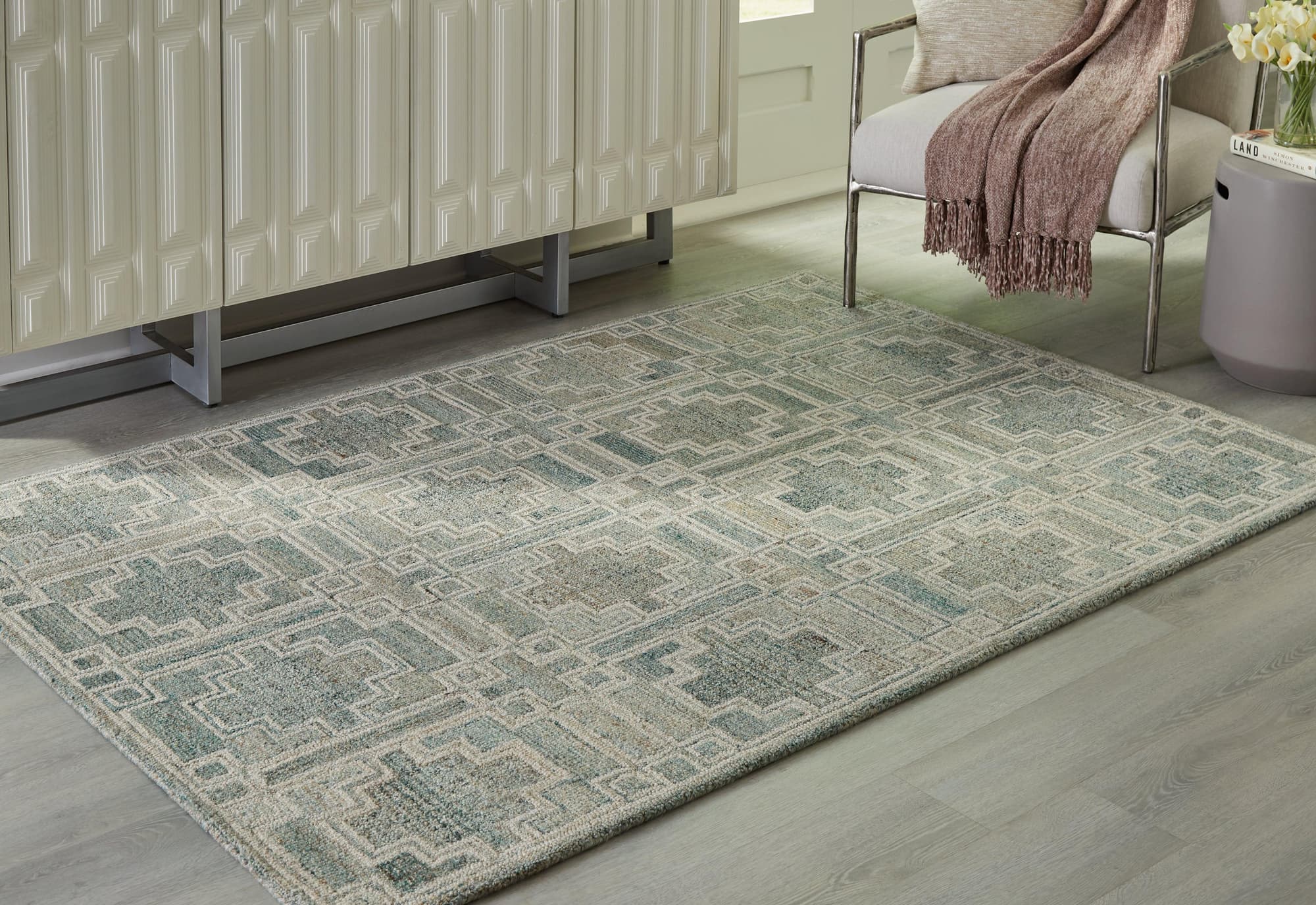 Jossland Green Ivory Medium Rug - Image 1