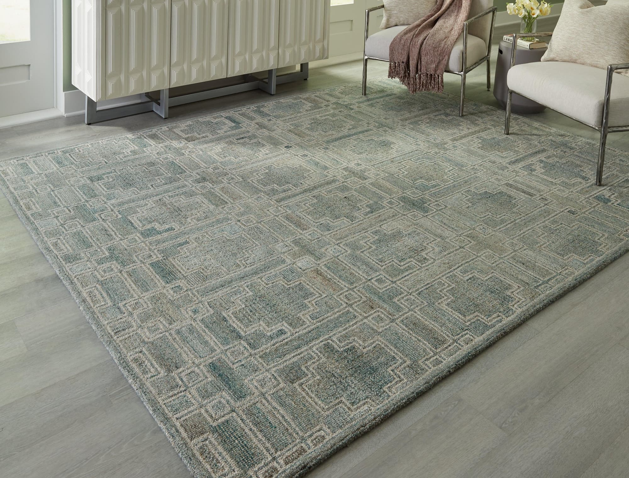 Jossland Green Ivory Large Rug - Image 1