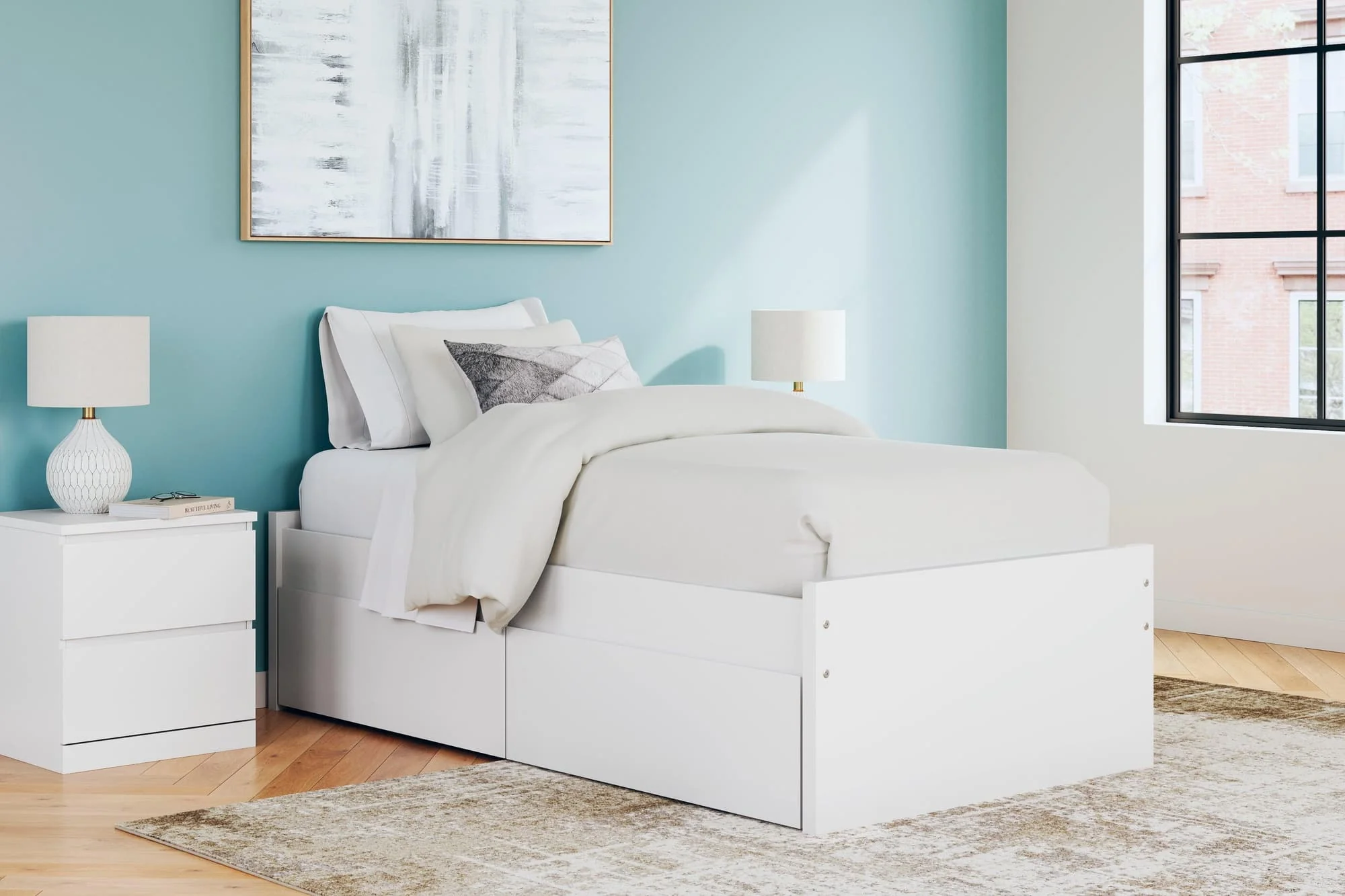 Onita White Twin Platform Bed With 1 Side Storage - Image 1