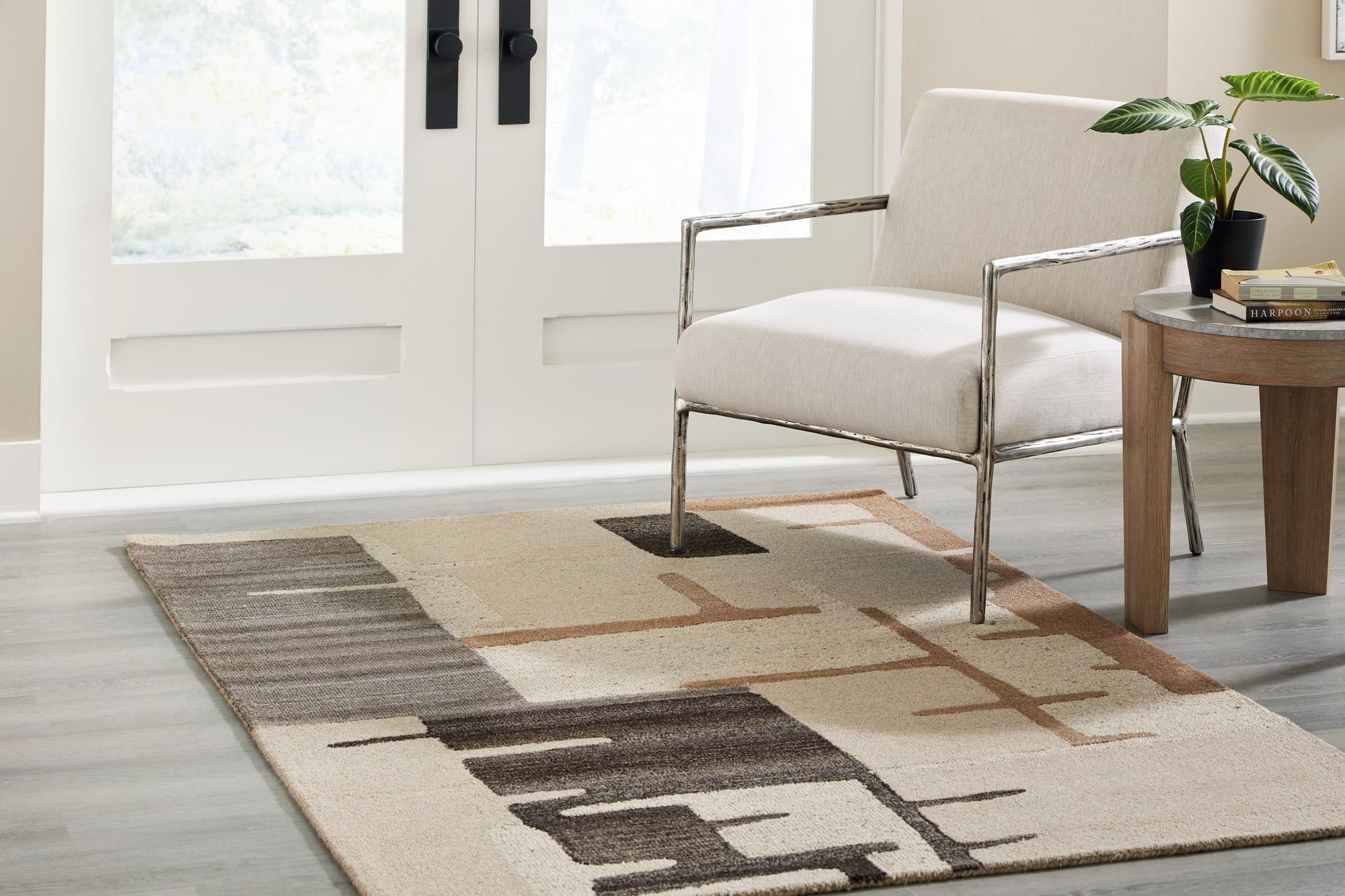 Kencher Beige Brown Medium Rug - Image 1