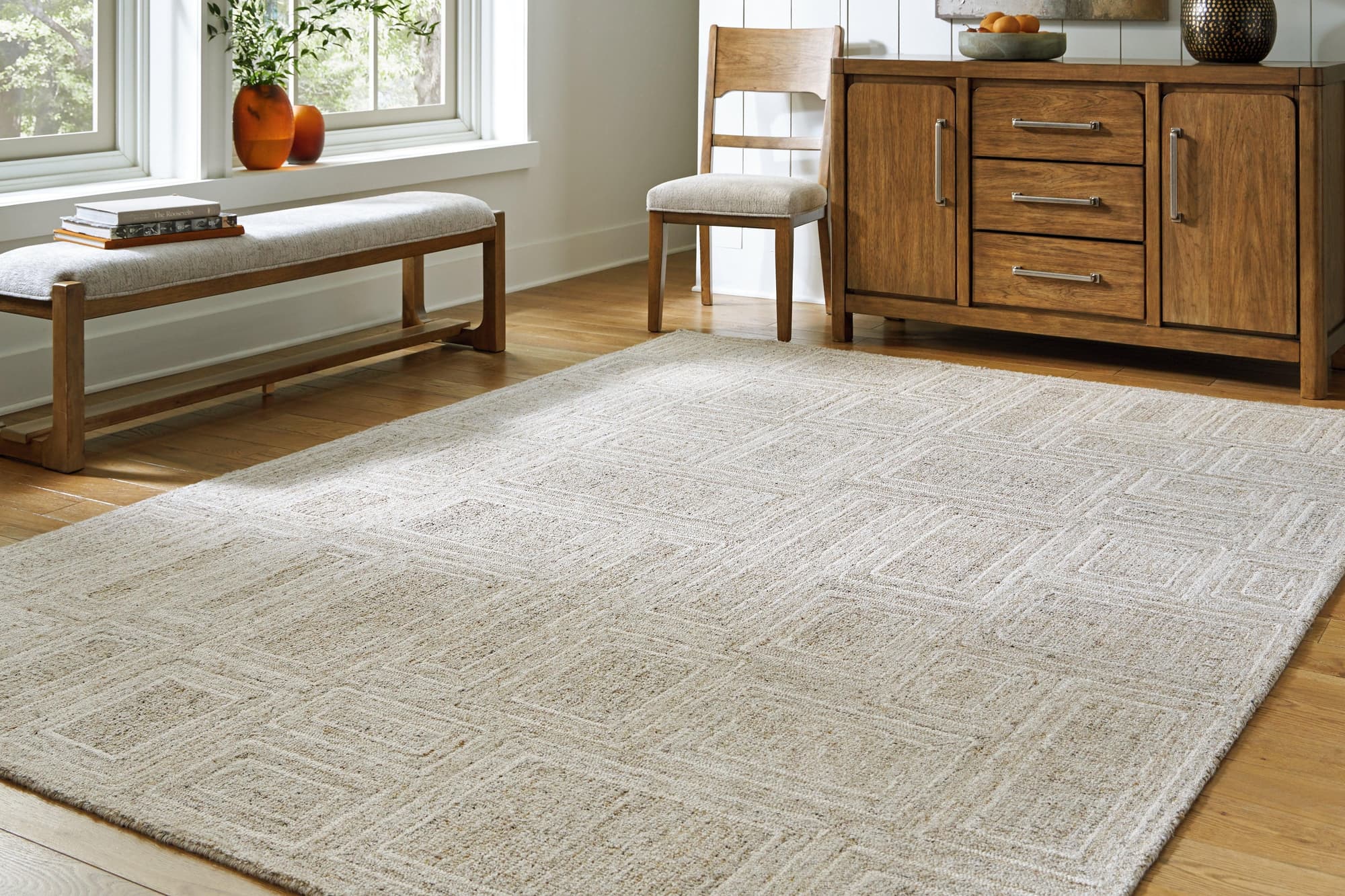 Brickburgh Gray Ivory Honey Large Rug - Image 1
