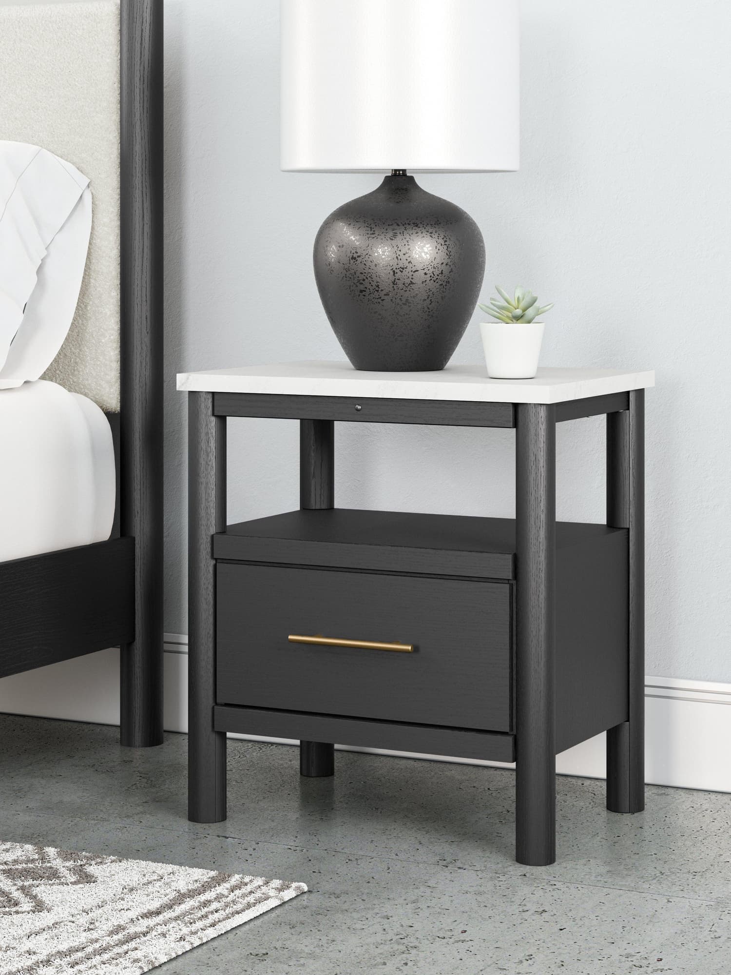 Cadmori Black White Nightstand - Image 1