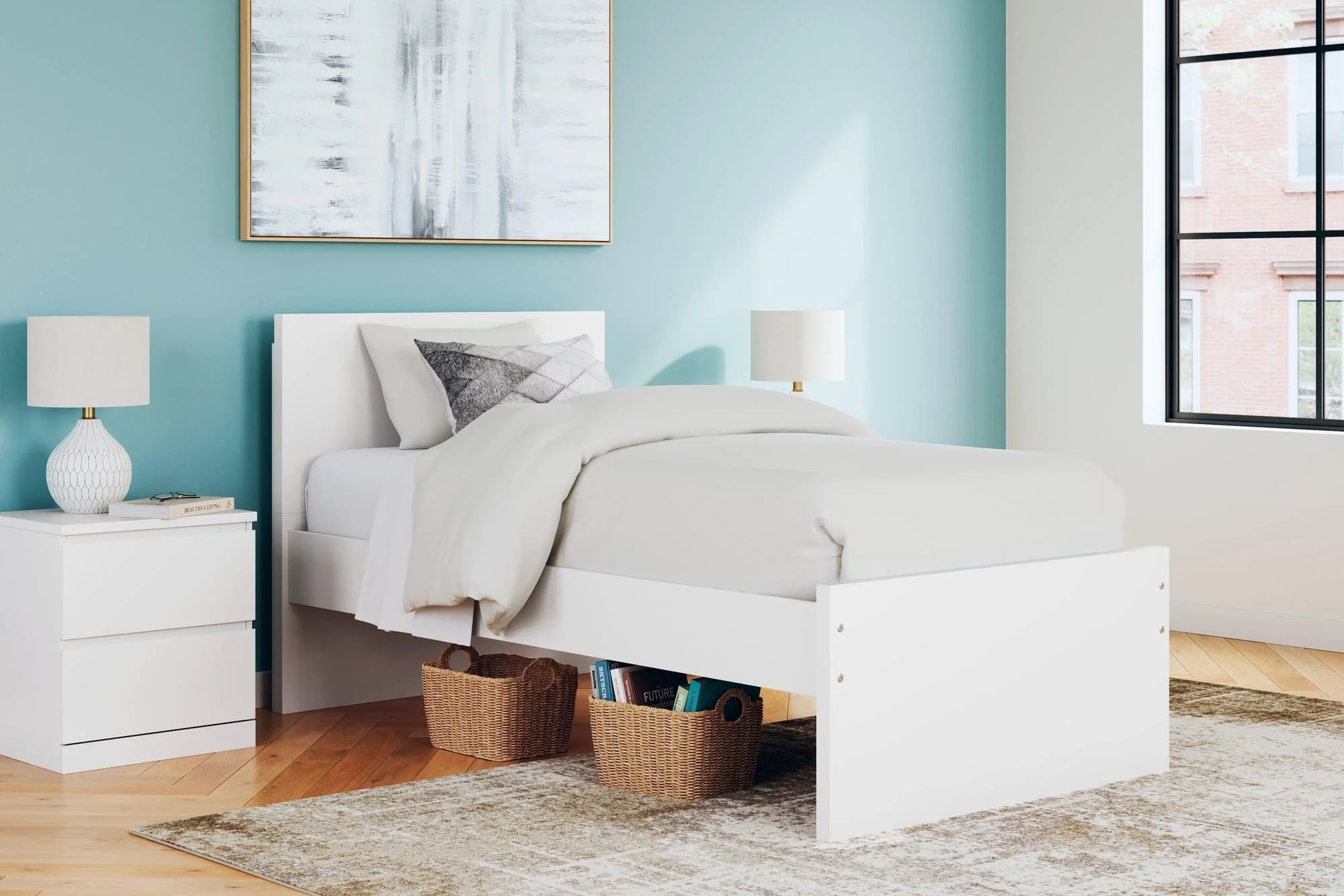 Onita White Twin Panel Platform Bed - Image 1