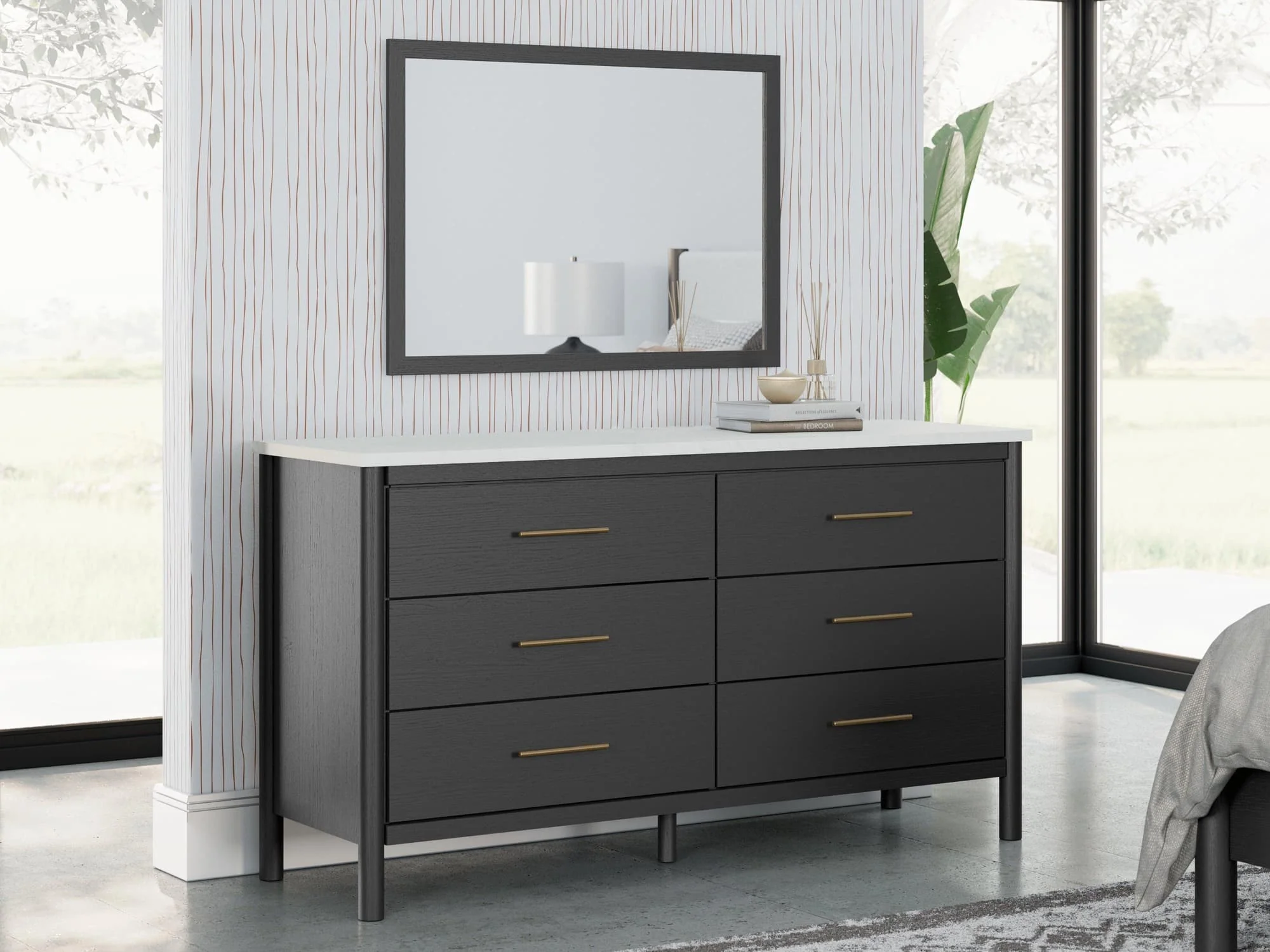 Cadmori Black White Dresser And Mirror - Image 1