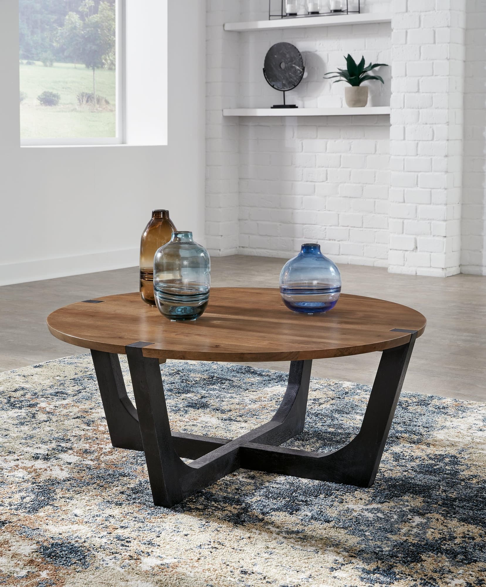 Hanneforth Brown Black Coffee Table With 2 End Tables - Image 1