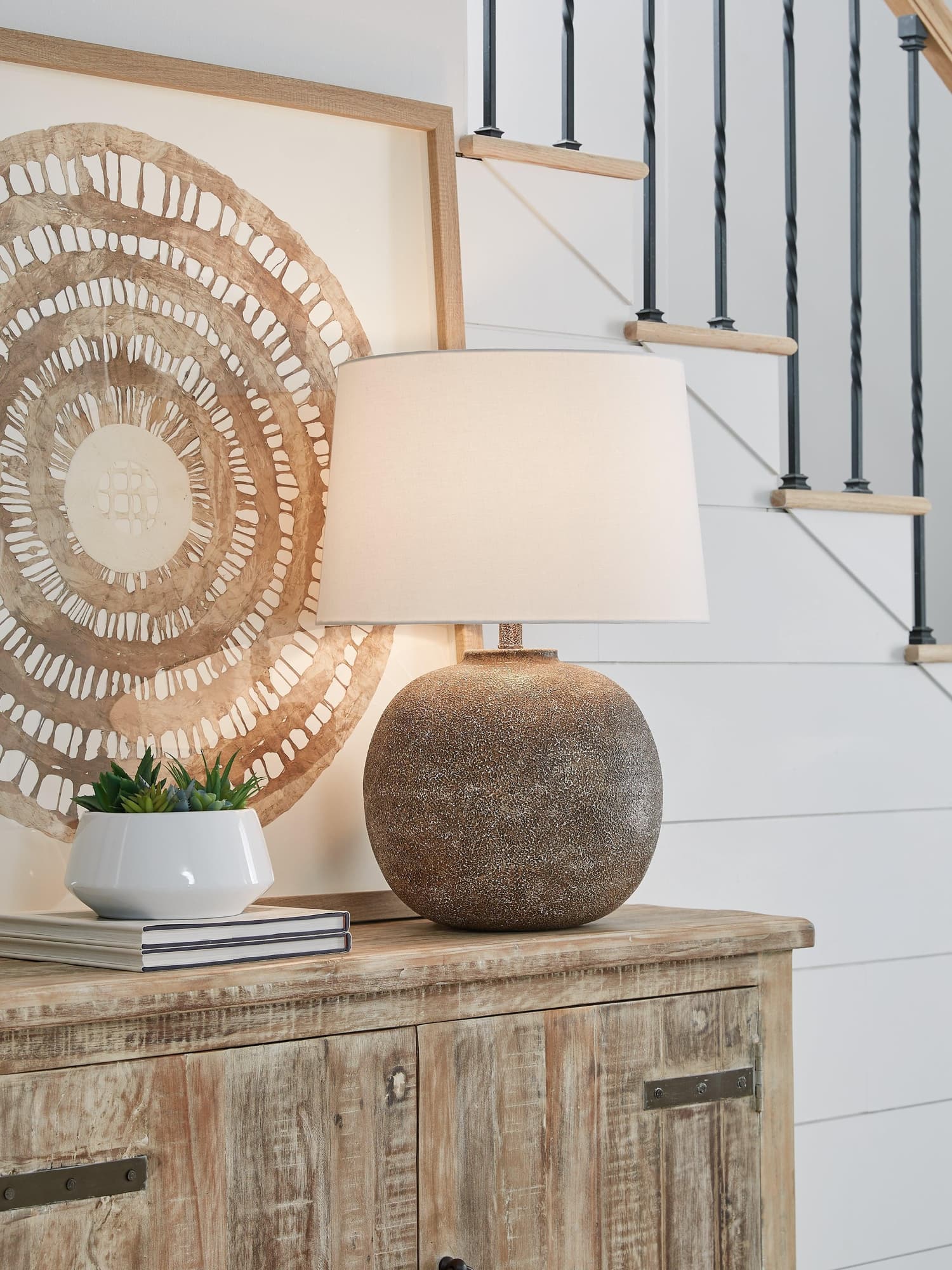 Neavesboro Antique Brown White Table Lamp - Image 1