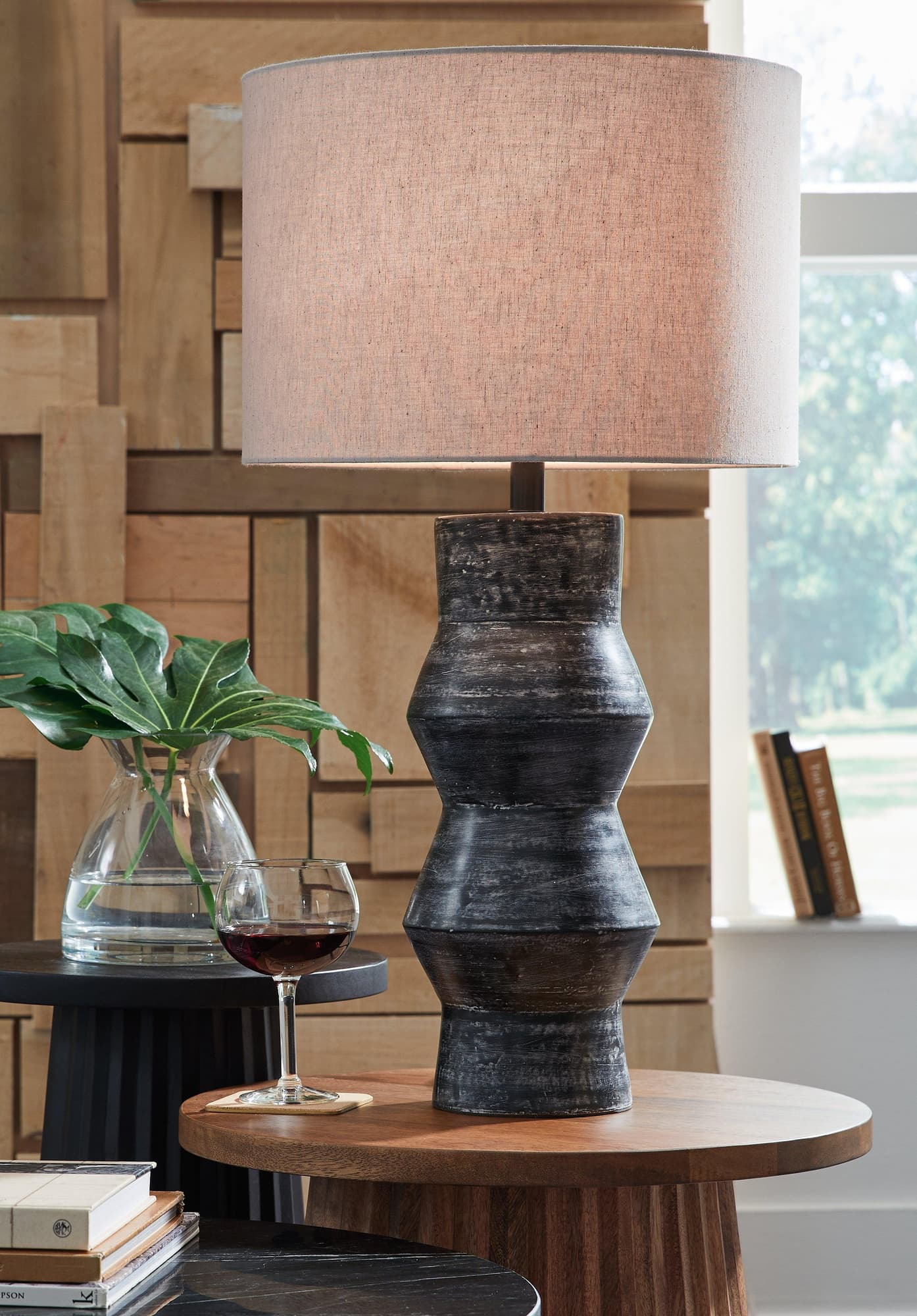 Kerbert Distressed Black 2-Piece Table Lamp Set