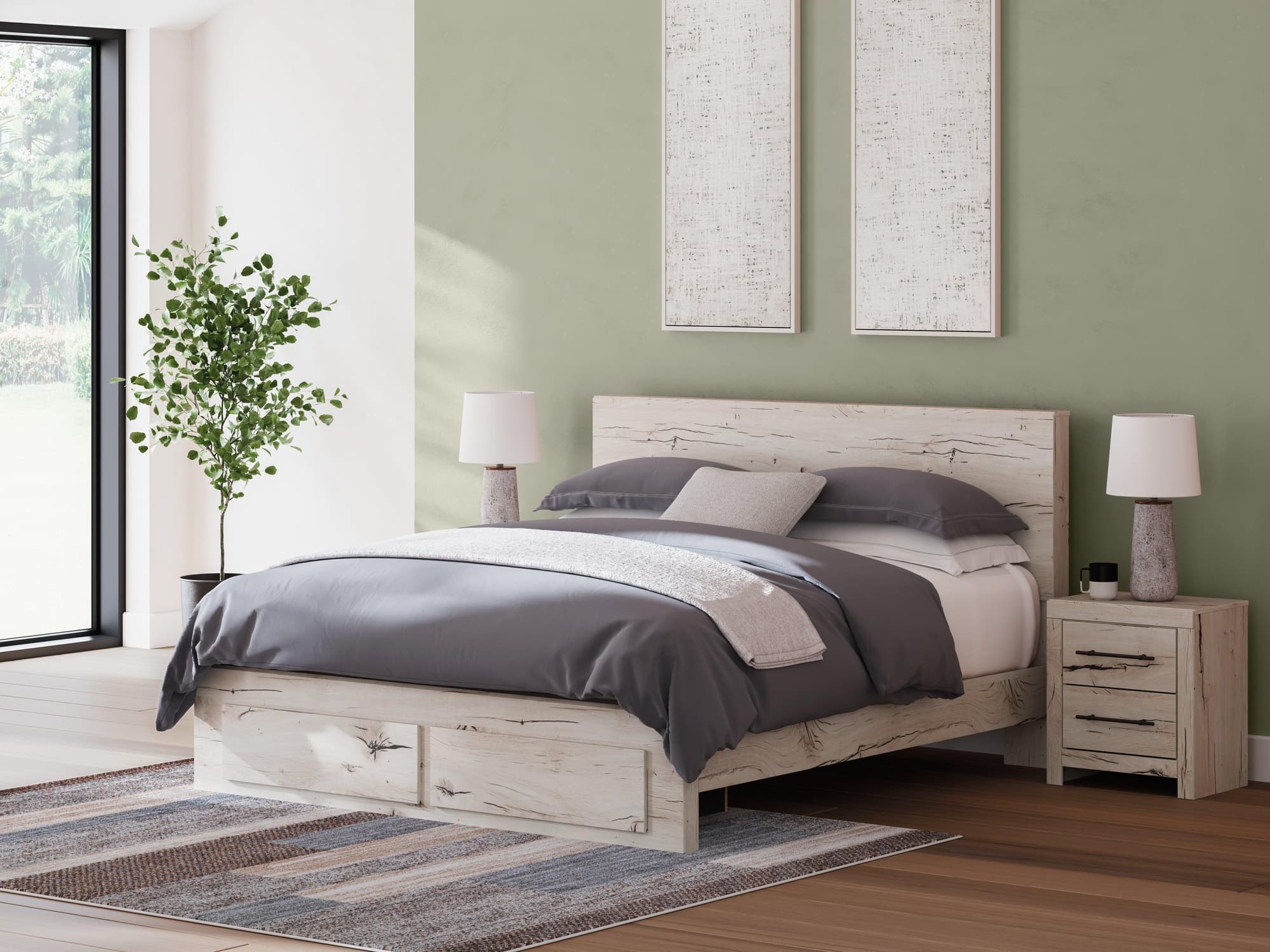 Lawroy Light Natural King Panel Storage Bed - Image 1