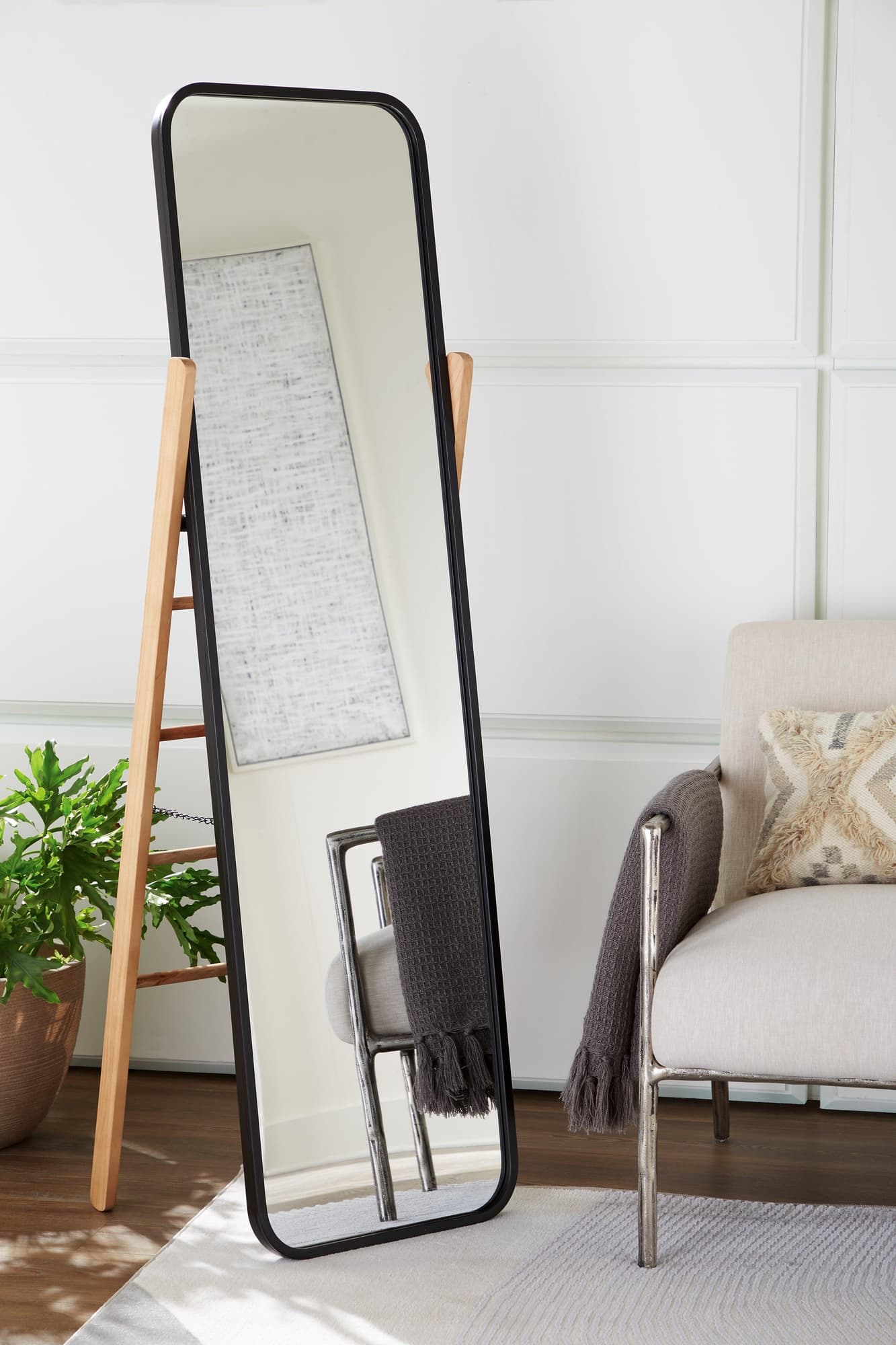 Bronick Black/Brown Floor Mirror - Image 1