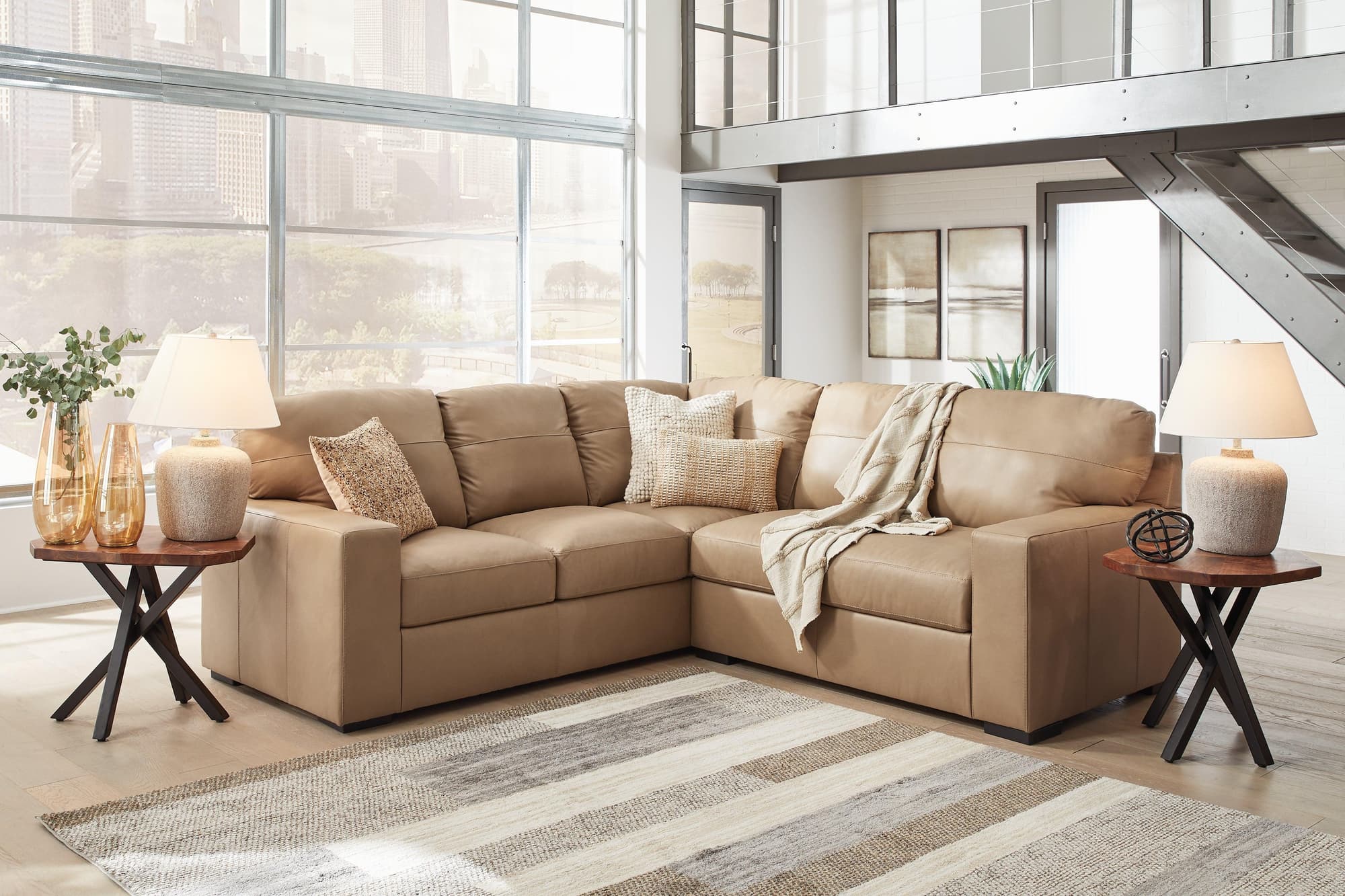 Bandon Toffee Leather 2-Piece Sectional - Image 1