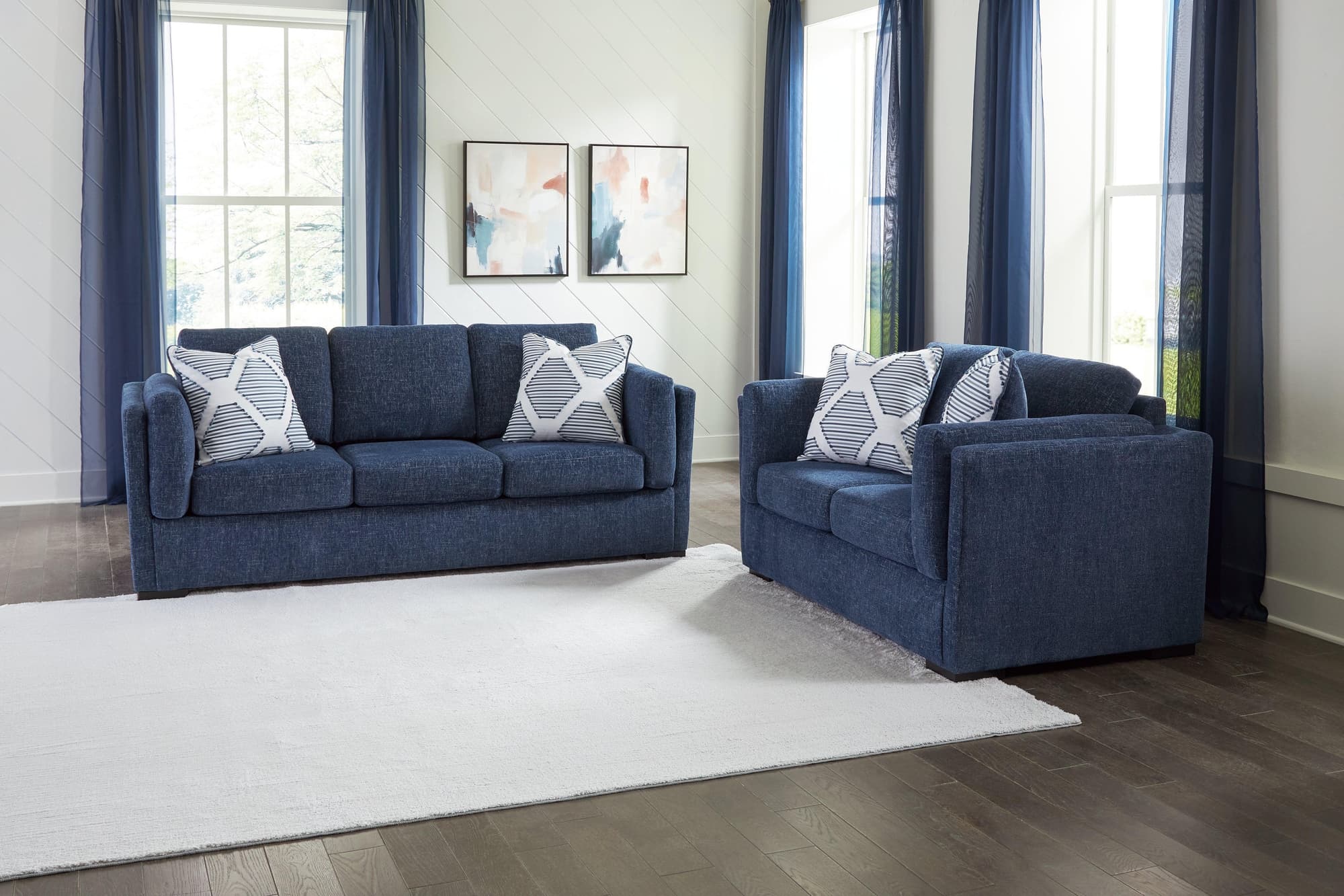 Evansley Navy Sofa and Loveseat - Image 1