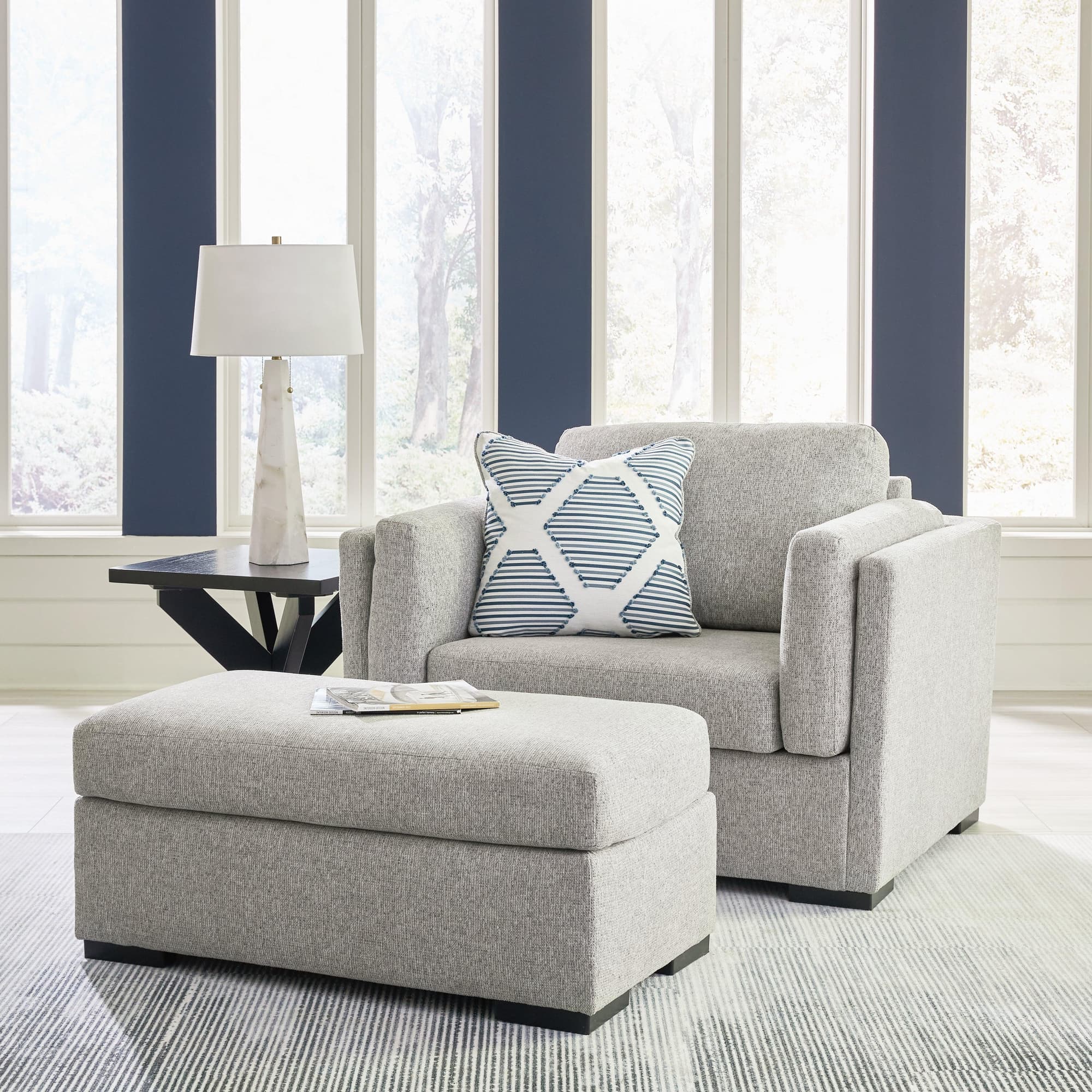 Evansley Pewter Chair and Ottoman - Image 1