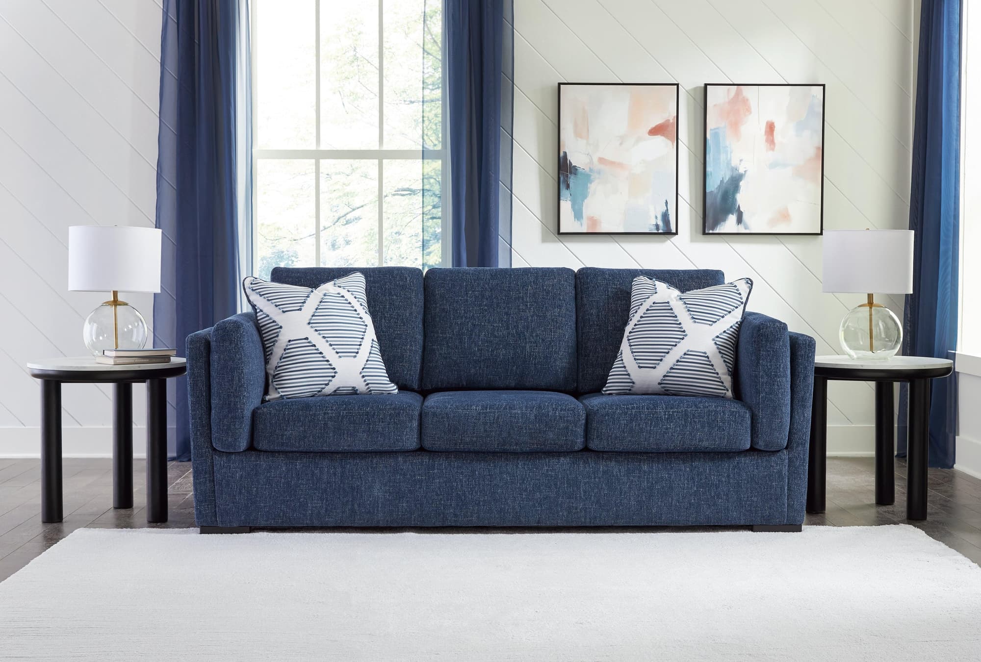Evansley Navy Nuvella® Sofa - Image 1